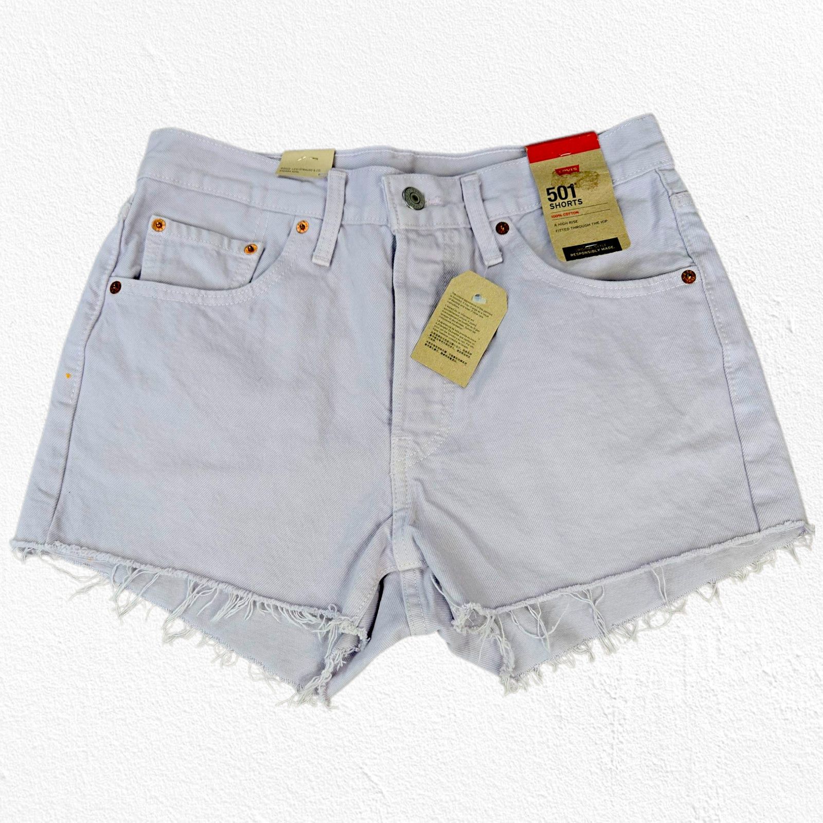 Levi's Levi's Washed Lilac Cutoff Denim Shorts Size 27 Size 27" / US 4 / IT 40 - 2 Thumbnail