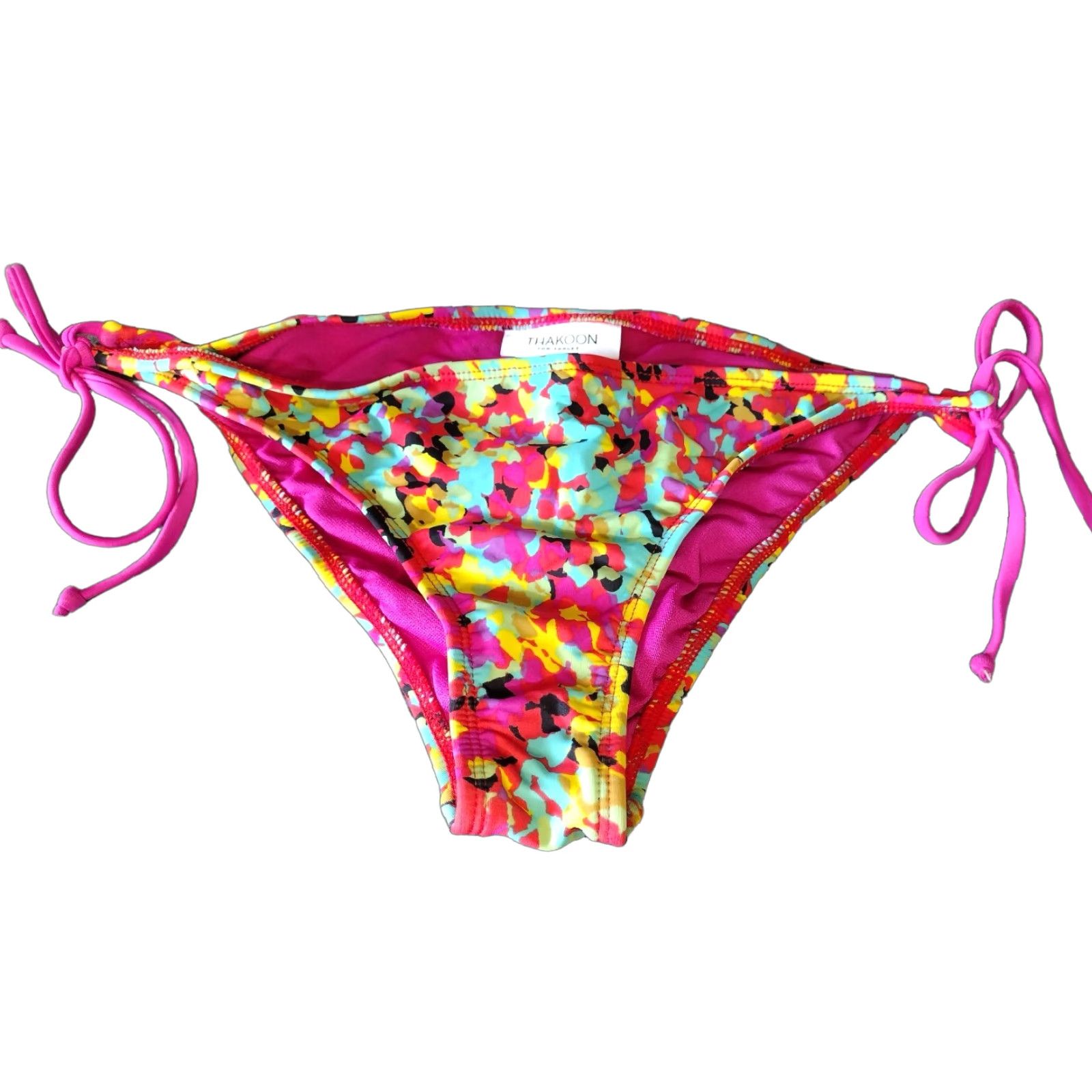 THAKOON Thakoon Women Bikini Bottoms Floral Watercolor Pink String Swimsuit L Blackout? Size 36" / US 14 / IT 50 - 1 Thumbnail