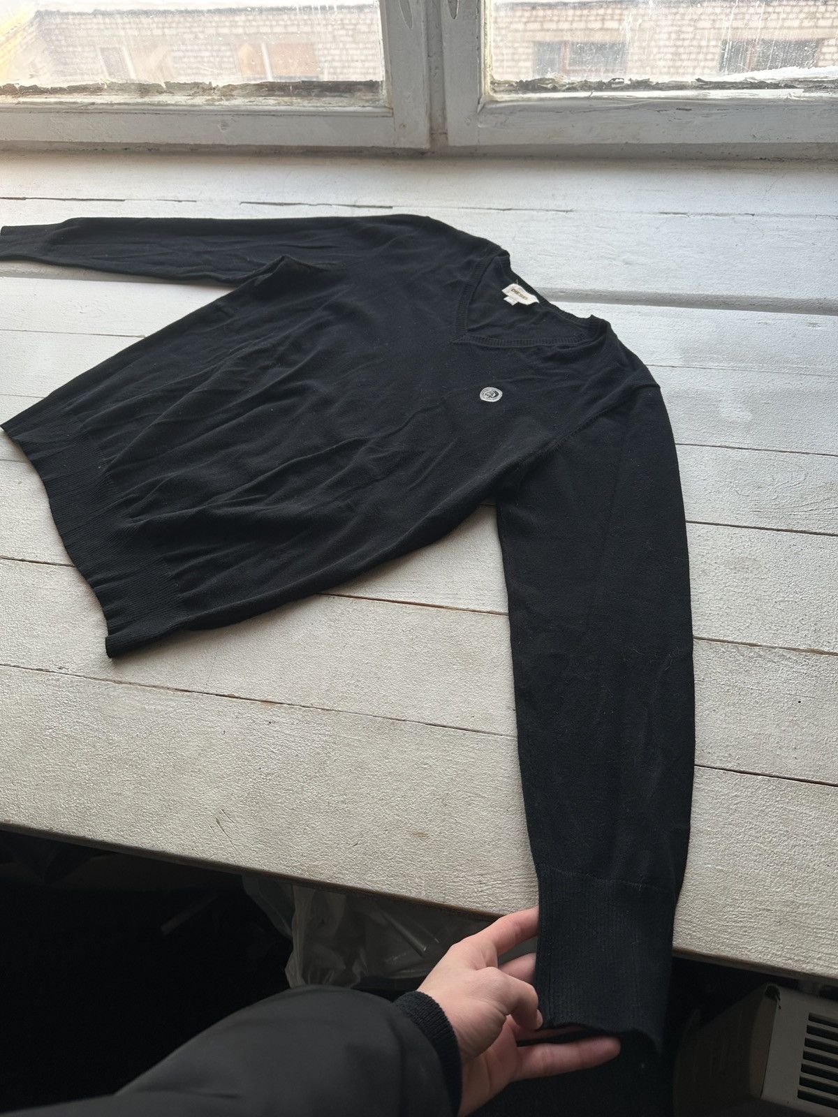 Diesel 🚨Vintage AVANT-GARDE Diesel SWEATER D metal logo Y2K gothic Size US XL / EU 56 / 4 - 2 Thumbnail