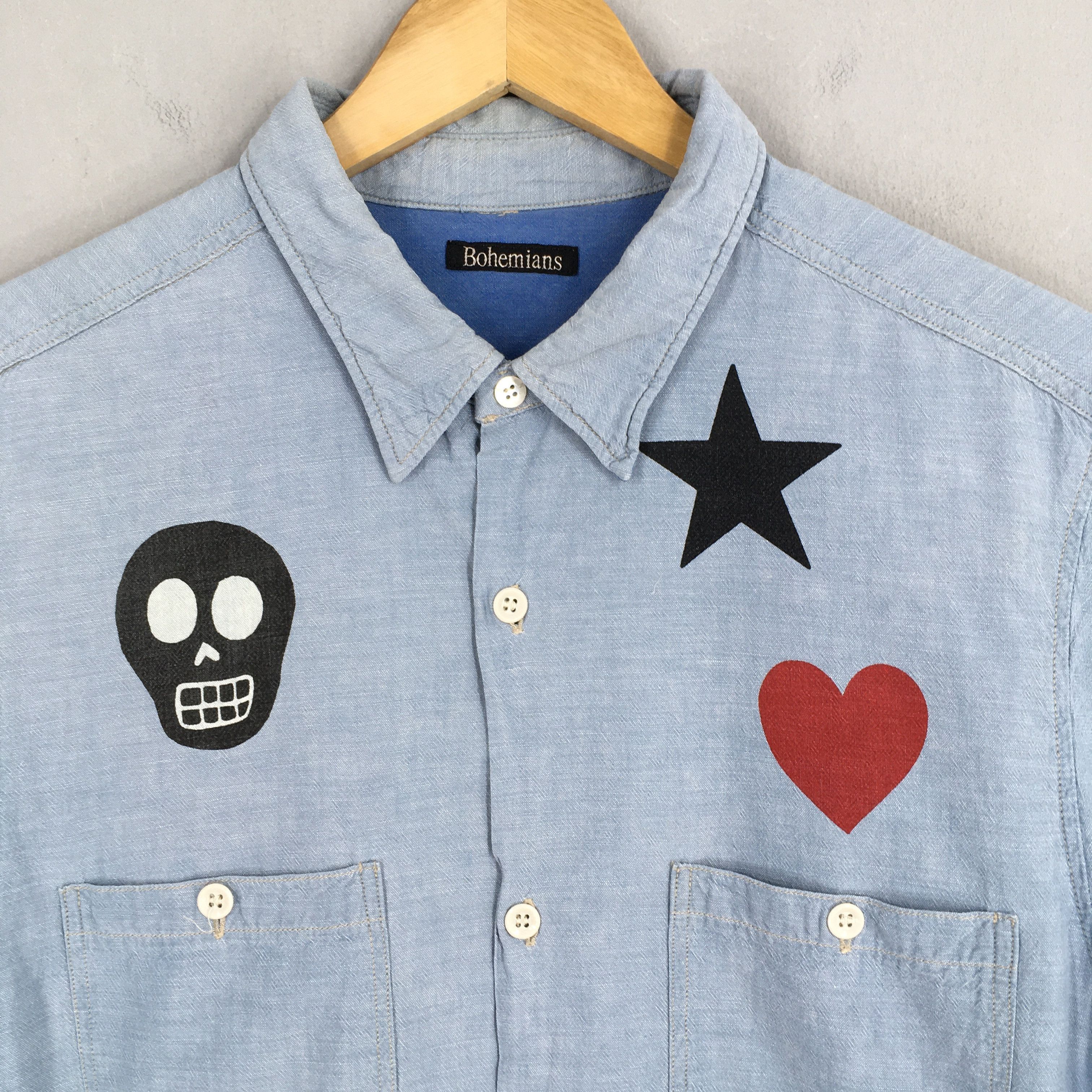 Japanese Brand Vintage 90's Bohemians Japan Blue Chambray Shirt M Size US M / EU 48-50 / 2 - 4 Thumbnail