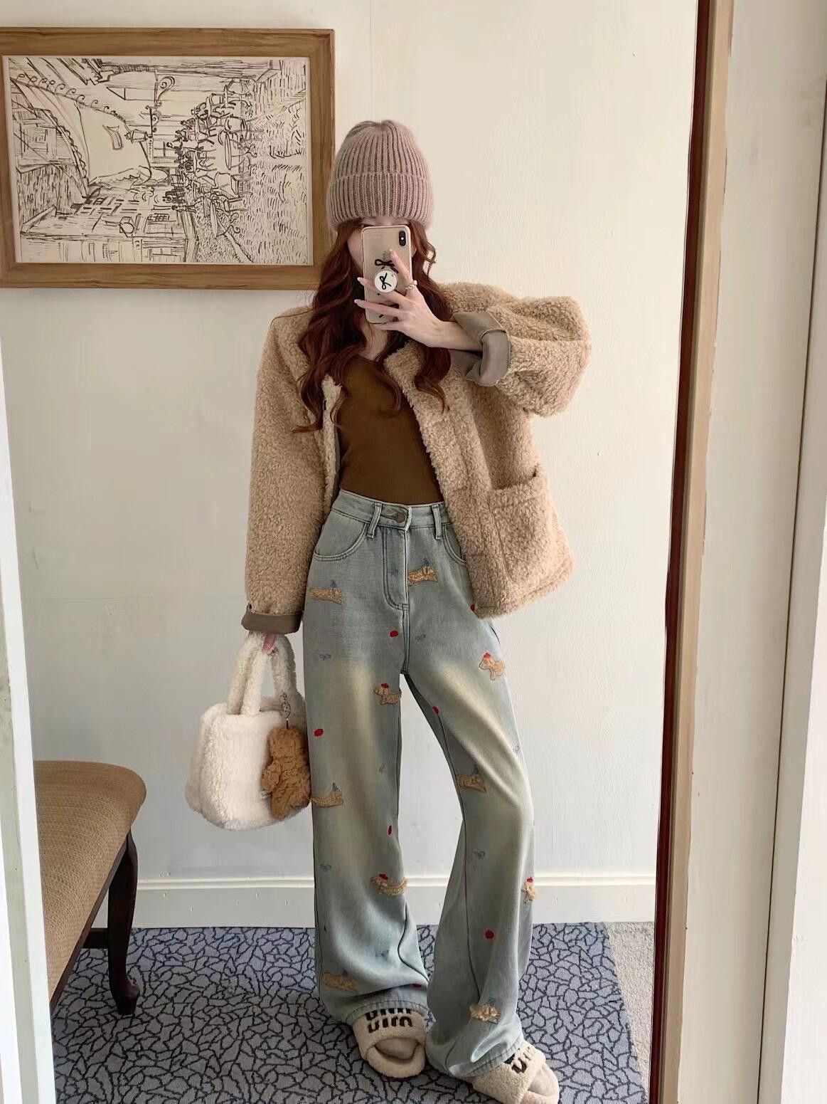 Japanese Brand × Jean Loose straight leg embroidered wide leg jeans Size US 30 / EU 46 - 2 Thumbnail