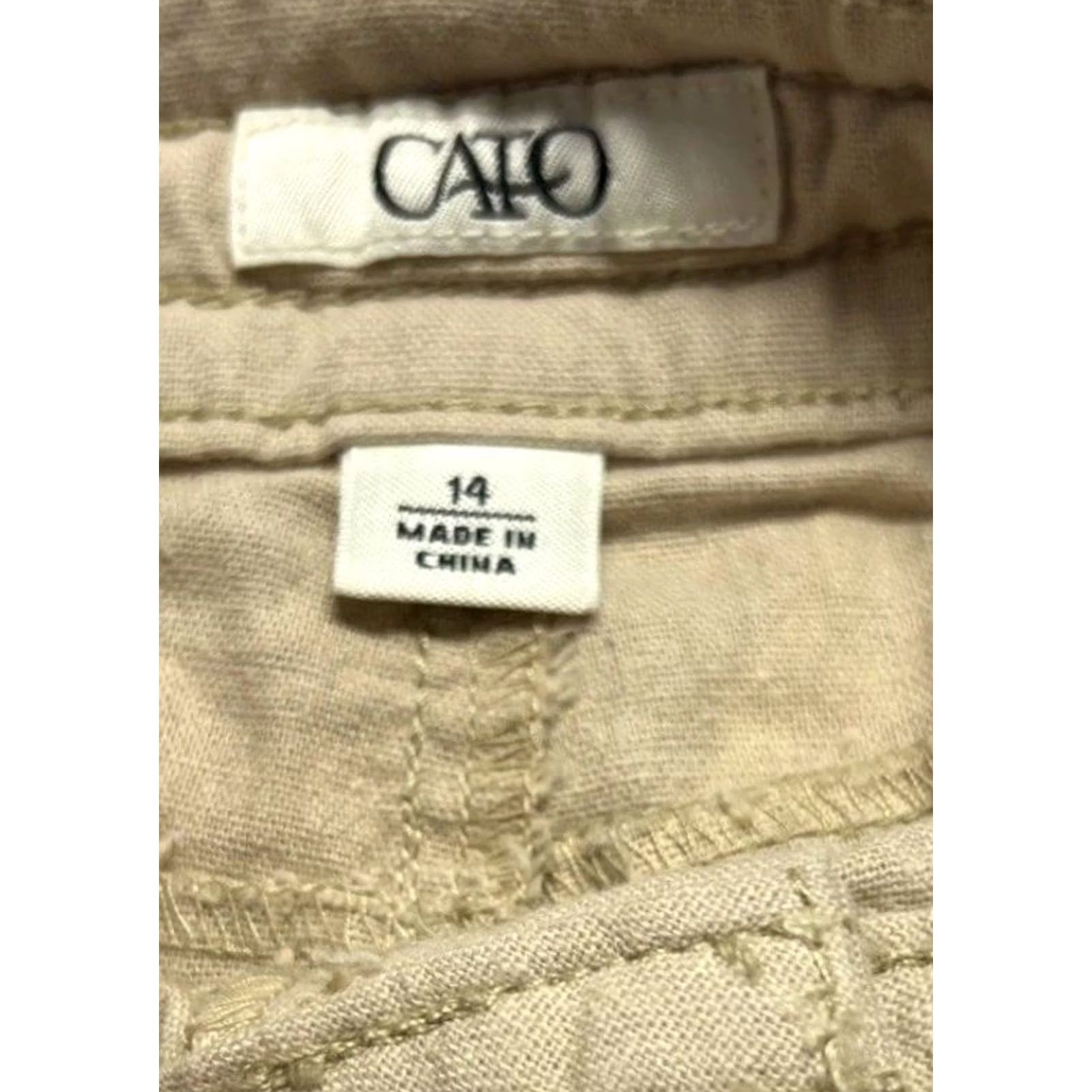 Vintage Cato Linen Blend Wide Leg Pants Womens 14 Khaki Beige Lightweight Knit Flat Front Button Regular Inseam 26 in Wide-Leg Clothing Size 36" / US 14 / IT 50 - 7 Thumbnail