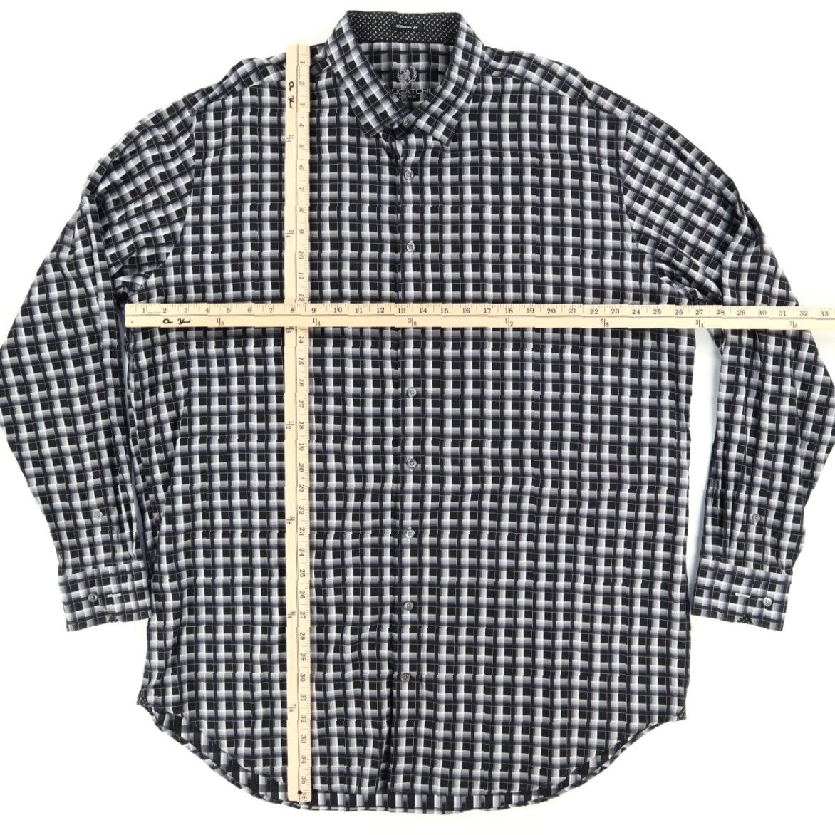 BUGATCHI Bugatchi Geometric Long Sleeve Button Up Shirt Gray Men 2XT Regular Adult Shirt Size US XXL / EU 58 / 5 - 3 Thumbnail
