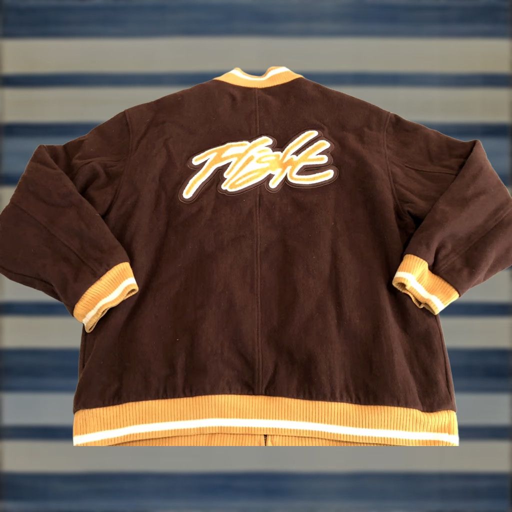 Nike Nike Air Flight Spell Out Patch Wool Varsity Jacket Coat Brown Mens XLT Size US XL / EU 56 / 4 - 1 Thumbnail