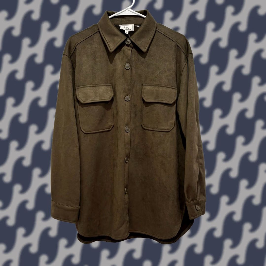 Olive HAVE Los Angeles Shirt Jacket Shacket L Olive Green Button Up Faux Suede Mens Size US L / EU 52-54 / 3 - 1 Thumbnail