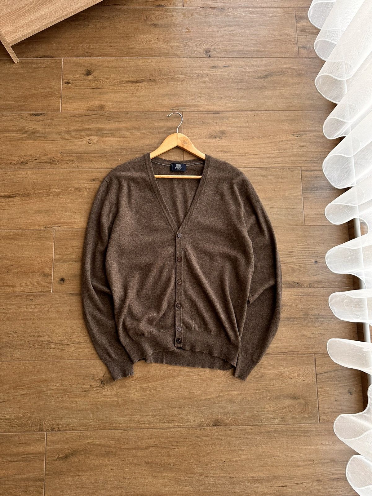 image of Vintage Boggi Milano Italian Lana Virgin Wool Cardigan in Brown, Men's (Size Medium)