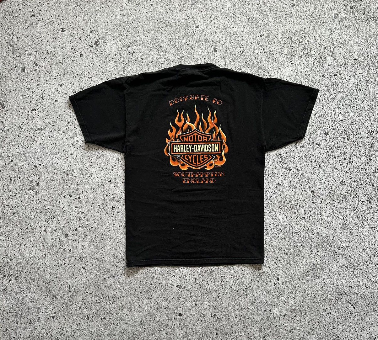 Band Tees × Harley Davidson × Vintage Vintage Harley Davidson Dockgate Southampton T-Shirt 2007 Size US XL / EU 56 / 4 - 3 Thumbnail