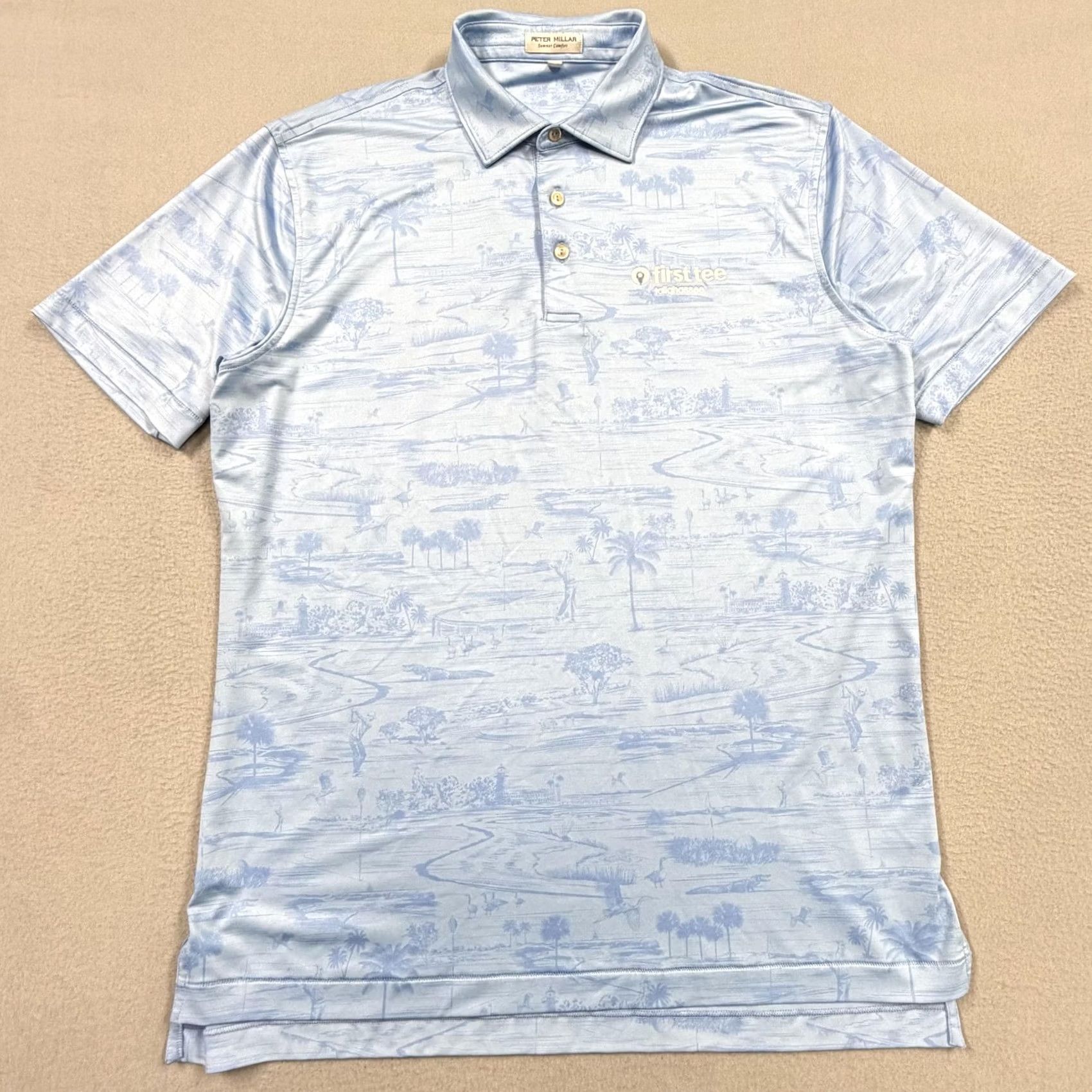 Peter Millar Peter Millar Polo Shirt Mens M Golf Summer Comfort Blue Short Sleeve Quick Dry Moisture Wicking Logo Polo 90s? Size US M / EU 48-50 / 2 - 2 Thumbnail