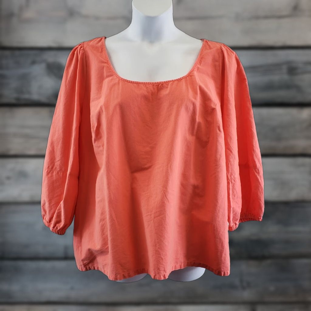Vintage Ava & Viv Womens Top X Solid Pink 3/4 Sleeve Scoop Neck Cotton Blouse Womens XS? Size XL / US 12-14 / IT 48-50 - 1 Thumbnail