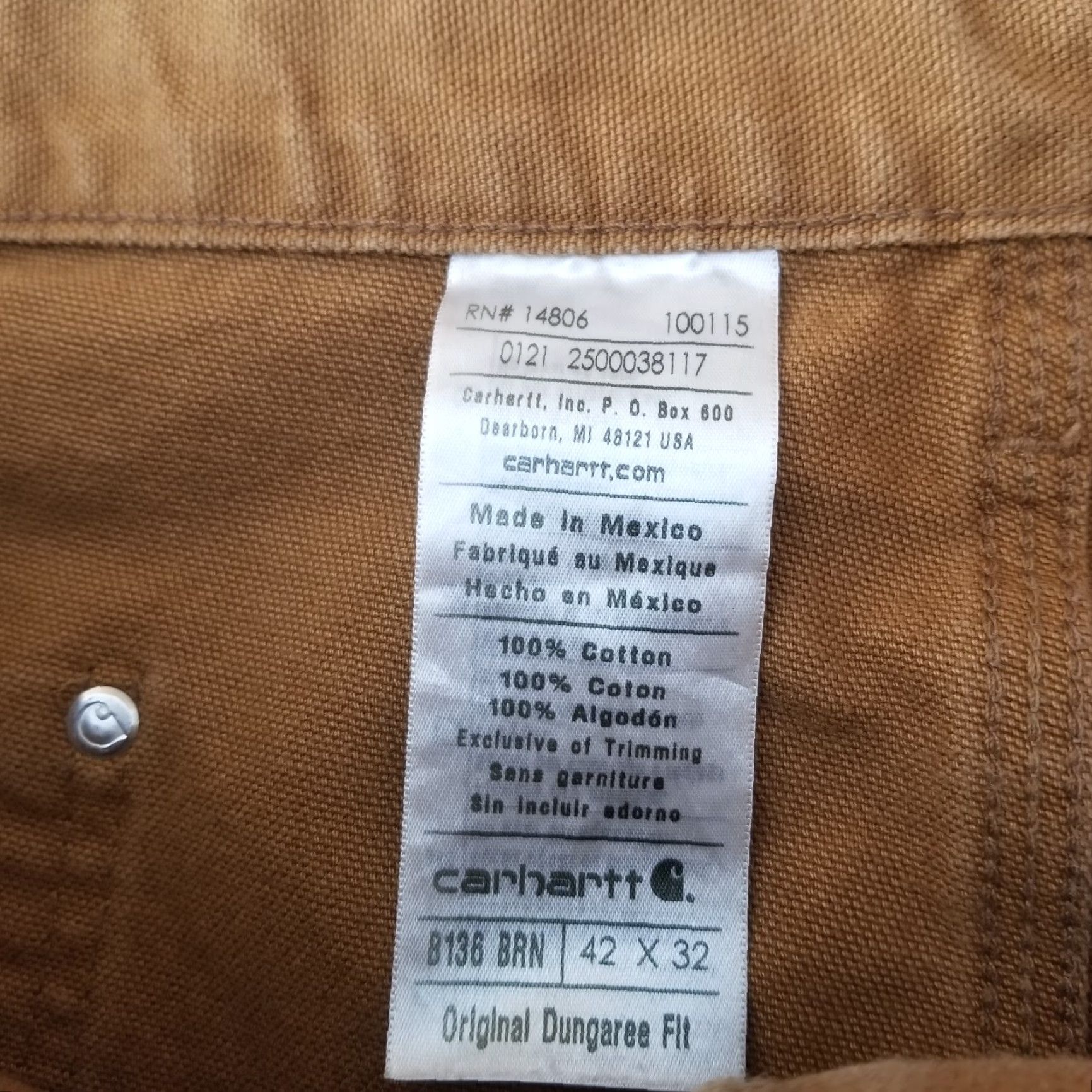 Carhartt Carhartt Pants Mens 41x31 Brown Canvas Workwear Carpenter 5-Pocket Dungaree Straight Leg 41 in Brown Mens Size US 41 - 6 Thumbnail