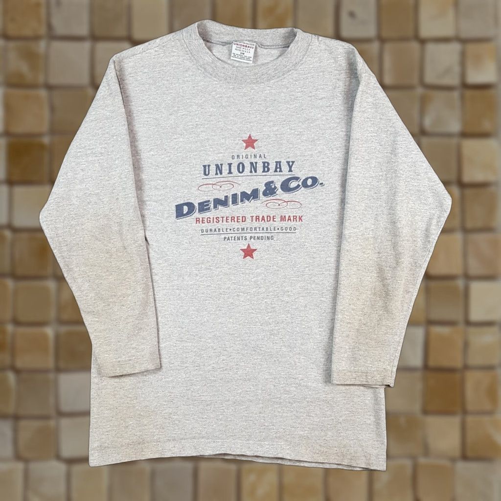 Vintage VINTAGE UnionBay Denim Long Sleeve T-Shirt Size S Gray 90s Retro Spell Out Logo Jewel Workwear Adults Mens Size US S / EU 44-46 / 1 - 1 Thumbnail