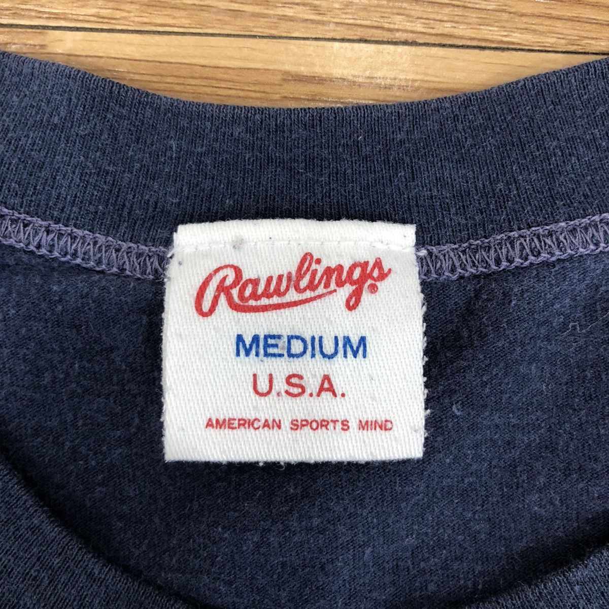 Vintage Vintage 90s RAWLINGS Art Tee Shirt Pure Indigo Size US M / EU 48-50 / 2 - 4 Thumbnail