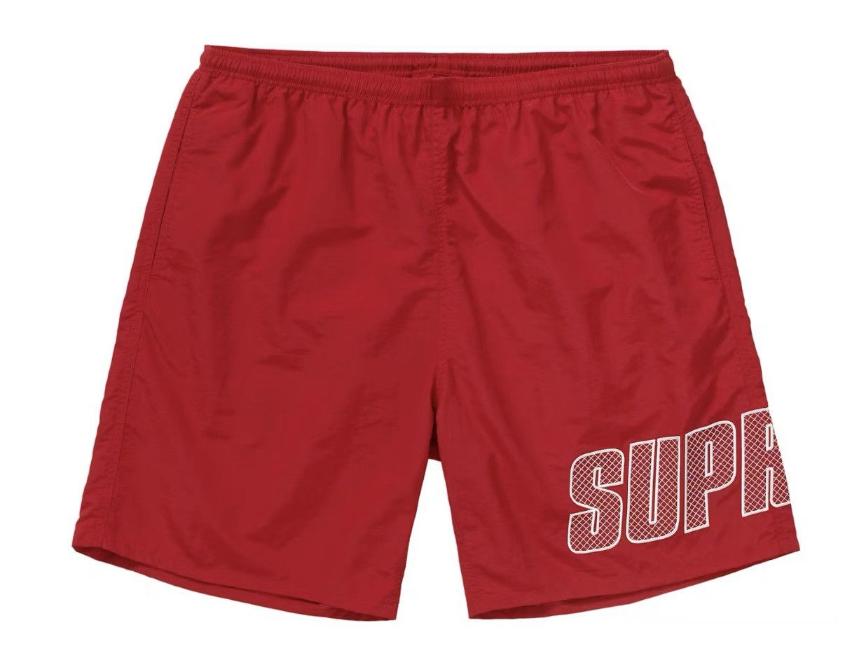 Supreme Supreme Logo Appliqué Water Shorts Red SMALL | Grailed