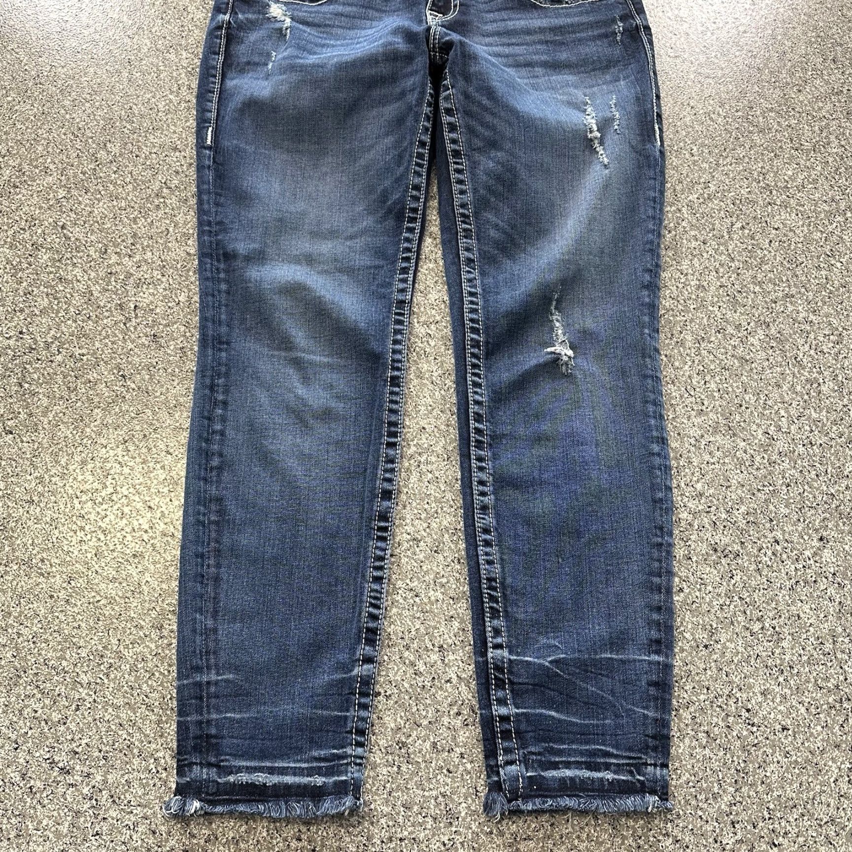 Vintage VIGOSS Jeans Womens 9/10 x 29 Chelsea Skinny Mid Rise Denim Stretch Blue Jeans Womens 10 Blue Skinny Stretch Regular 5-Pocket Chelsea Size 24" / US 00 / IT 34 - 3 Thumbnail