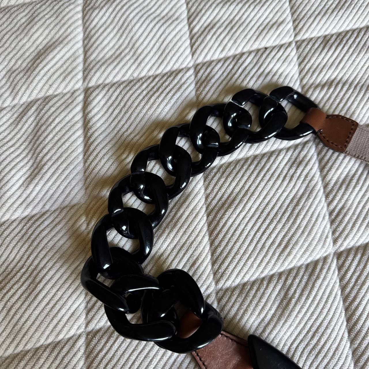 Prada Prada Black Wide Bakelite Chain Leather Belt Size ONE SIZE - 4 Thumbnail