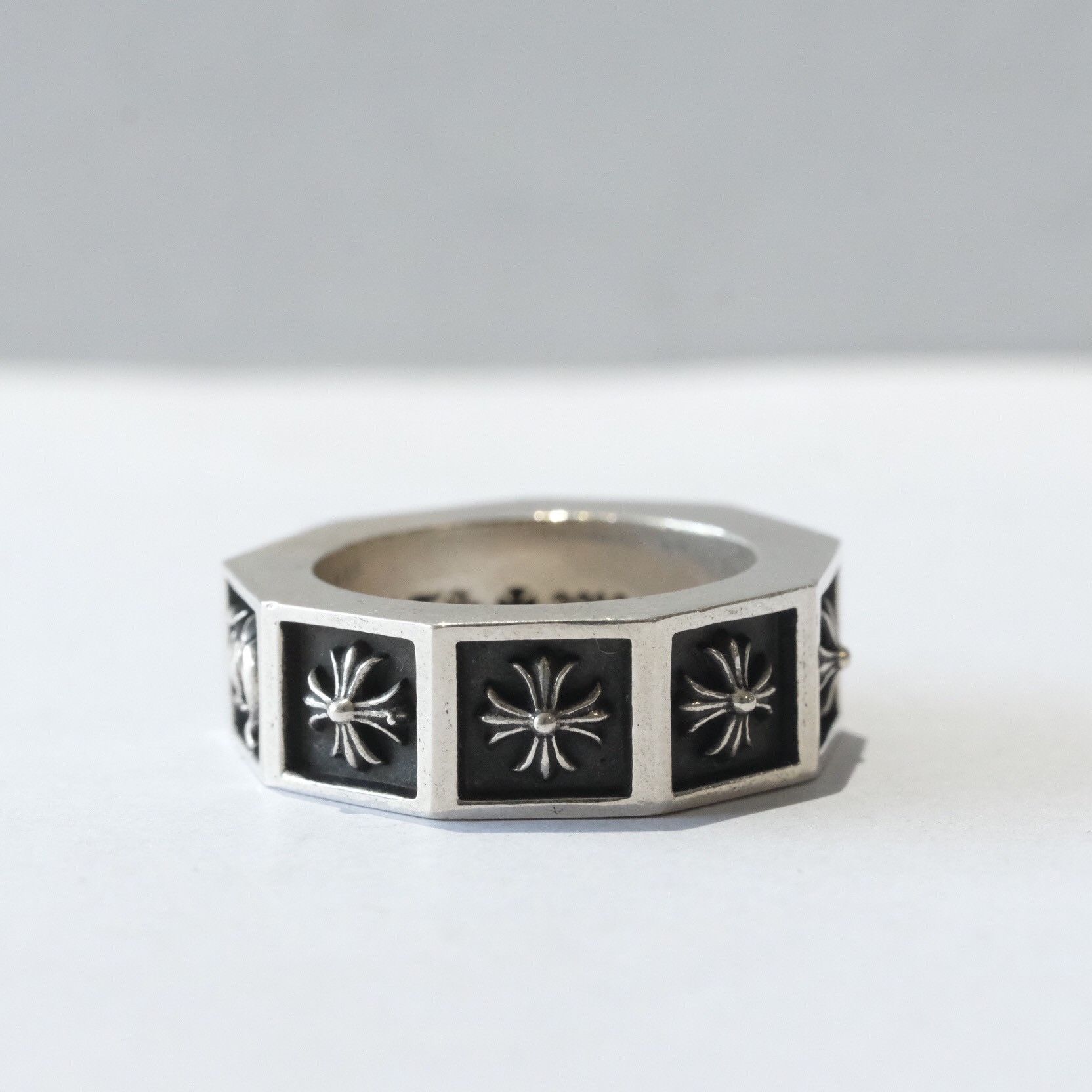 image of Chrome Hearts Alphabet Block Ring in Silver, Men's