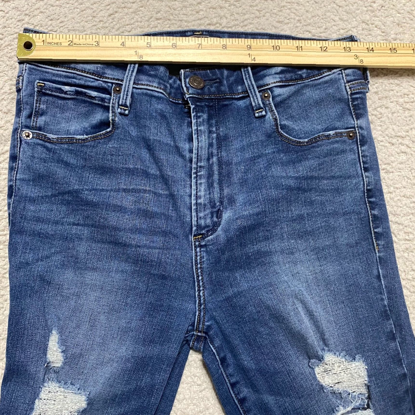 Abercrombie & Fitch Abercrombie & Fitch Women Jeans 28 Blue Denim High Rise Slim Distressed Stretch Size 27" / US 4 / IT 40 - 5 Thumbnail