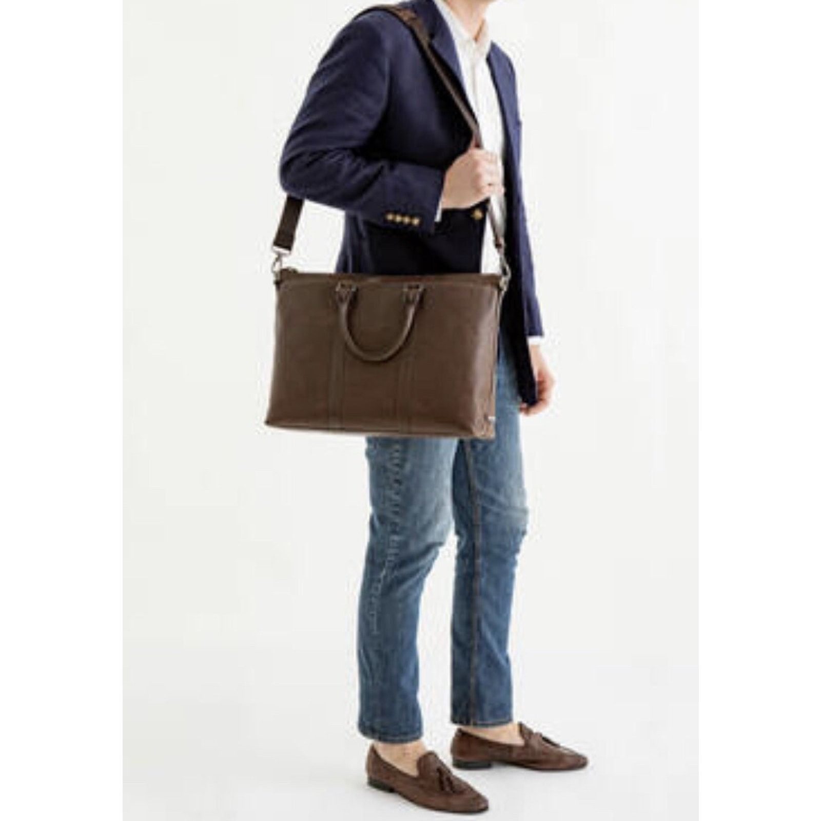 BRAHMIN Brahmin Beckett genuine leather men laptop bag B000514 Size 40 - 12 Thumbnail