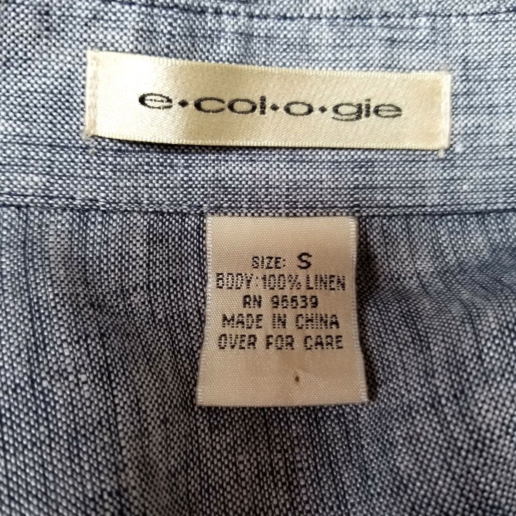 Vintage Ecologie Womens Button-Up Linen Shirt Roll-Tab Sleeve Blue XS/S Regular Women Shirt Size S / US 4 / IT 40 - 3 Thumbnail