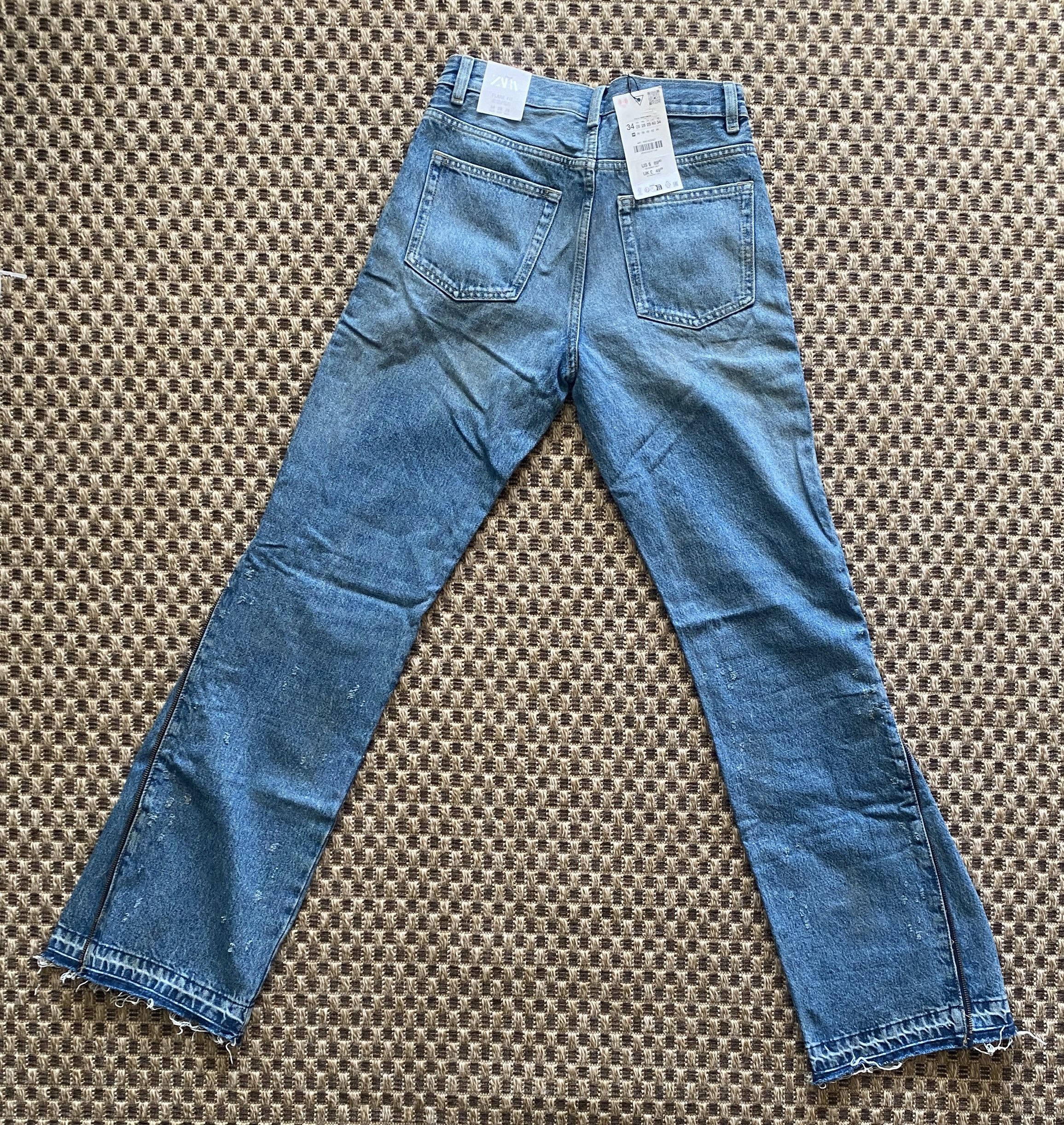 Zara Zara Flare Side Zip Jeans (Fits 28x33) Distressed Raw Hem Size US 28 / EU 44 - 2 Thumbnail