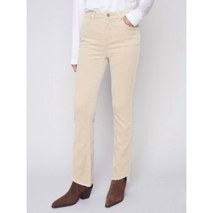 Designer CHARLIE B Corduroy Asymmetrical Pant In Natural