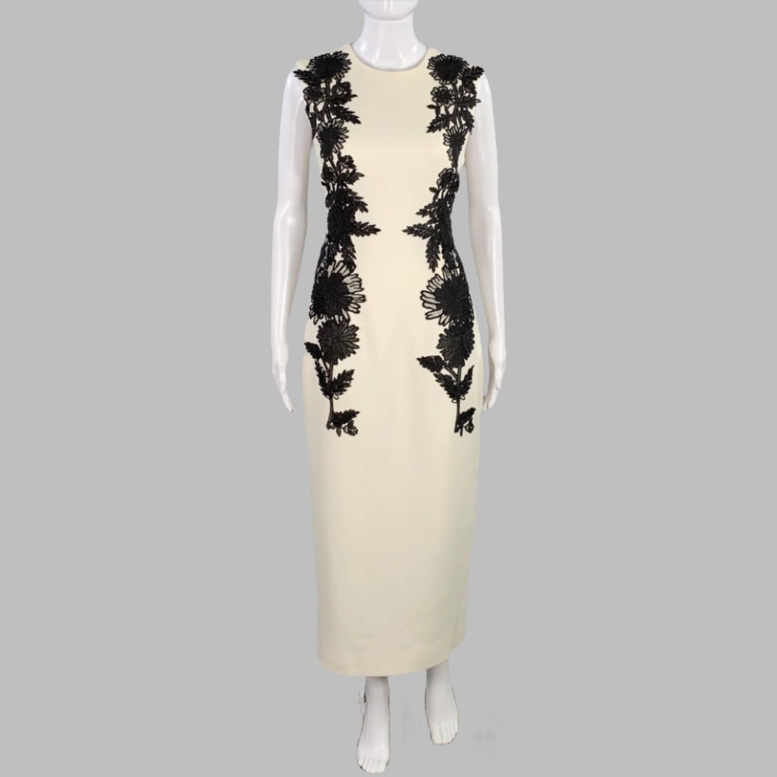 Lela Rose Size 4 Jewel Cream Black Wool Blend Applique Sheath Dress Size S / US 4 / IT 40 - 1 Thumbnail