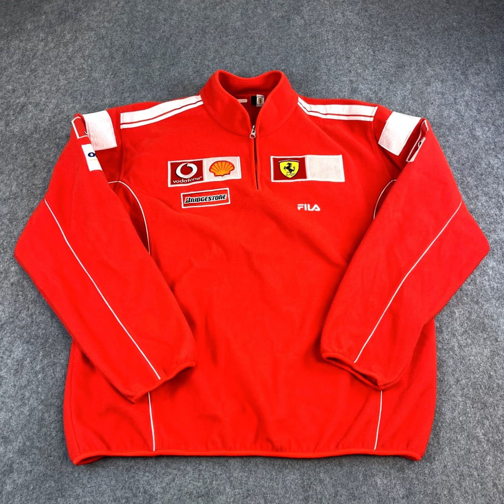 Fila VINTAGE FILA Ferrari Mens Fleece Pullover 1/4 Zip XXL Italy Schumacher Era Scuderia Jumper Red Long Sleeve Logo Pocket 2XL Mens Size US XXL / EU 58 / 5 - 2 Thumbnail