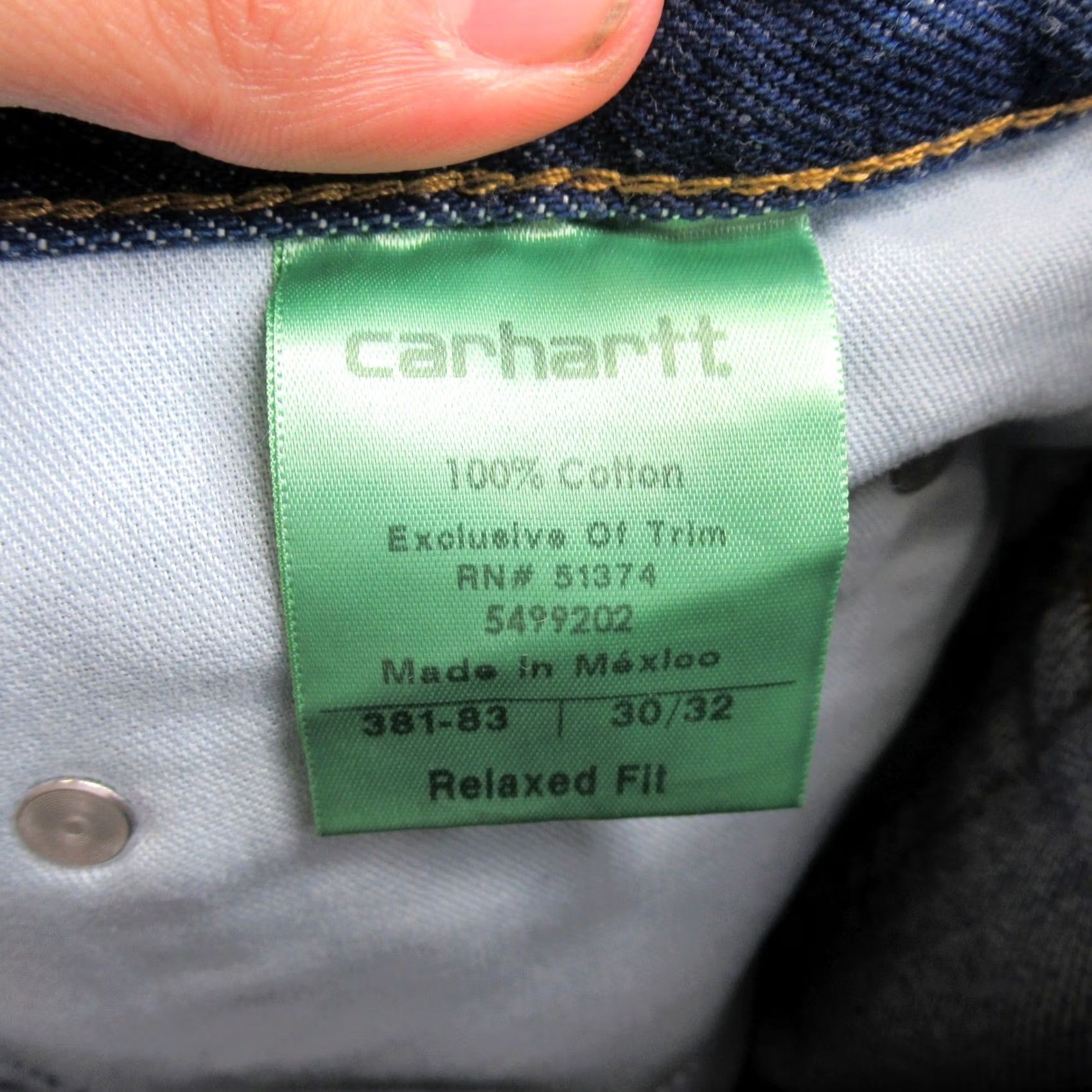 Carhartt Carhartt Jeans Mens 30x32 Medium Wash Denim Straight Leg Relaxed Fit Button Zip Fly 5-Pocket Solid Denim Cotton Size US 30 / EU 46 - 3 Thumbnail