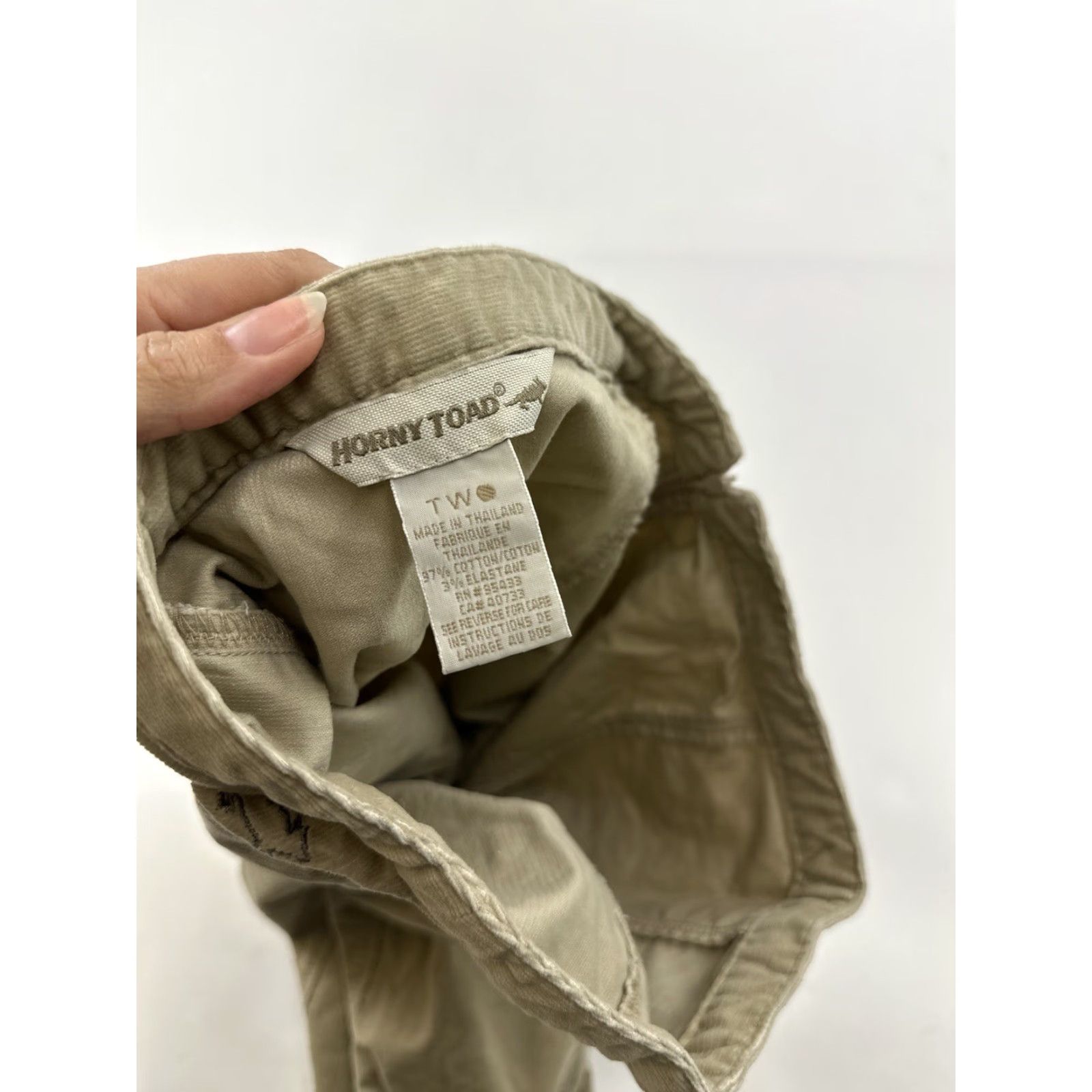 Vintage HORNY TOAD Skirt Women's L Khaki Corduroy A-Line Knee Length Beige Cotton Elastane Pull On Size 36" / US 14 / IT 50 - 4 Thumbnail