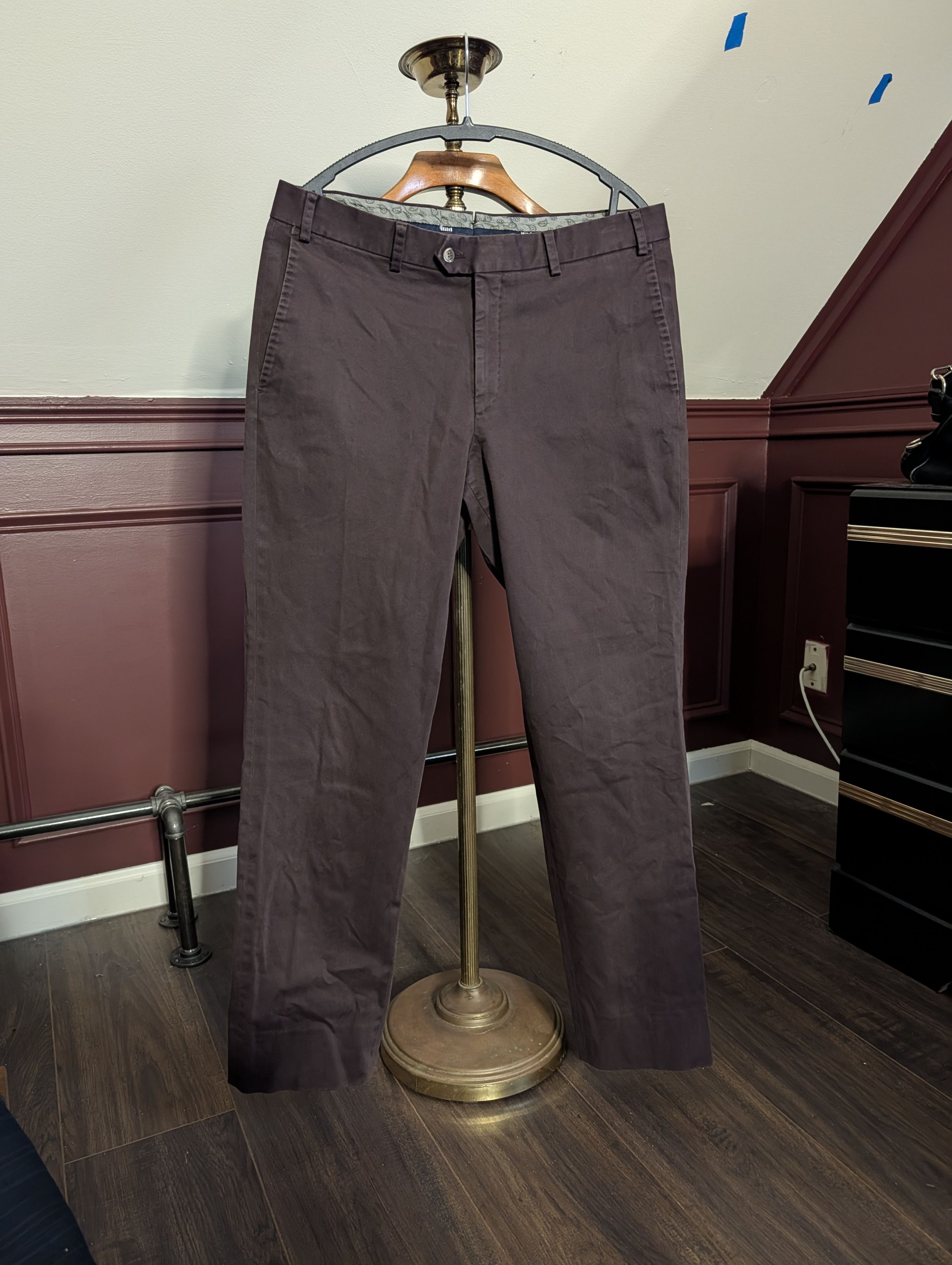 Hiltl Perfetto brown/purple cotton chino pants 34 Size US 34 / EU 50 - 1 Thumbnail