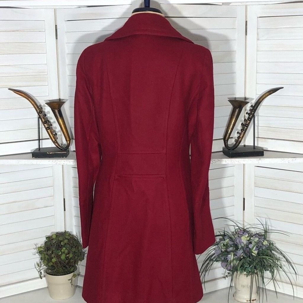 Anne Klein Anne Klein Peacoat Prepy Double Breasted Wool Red Burgundy S Size S / US 4 / IT 40 - 11 Thumbnail