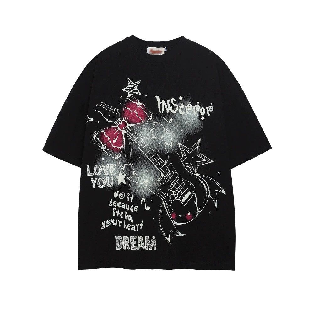 Vintage Loose men's hip-hop trendy graffiti guitar print T-shirt Size US M / EU 48-50 / 2 - 1 Thumbnail