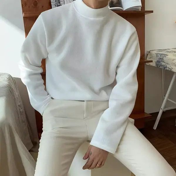 VIBE Turtle Neck White Knit Sweater Size US M / EU 48-50 / 2 - 5 Thumbnail