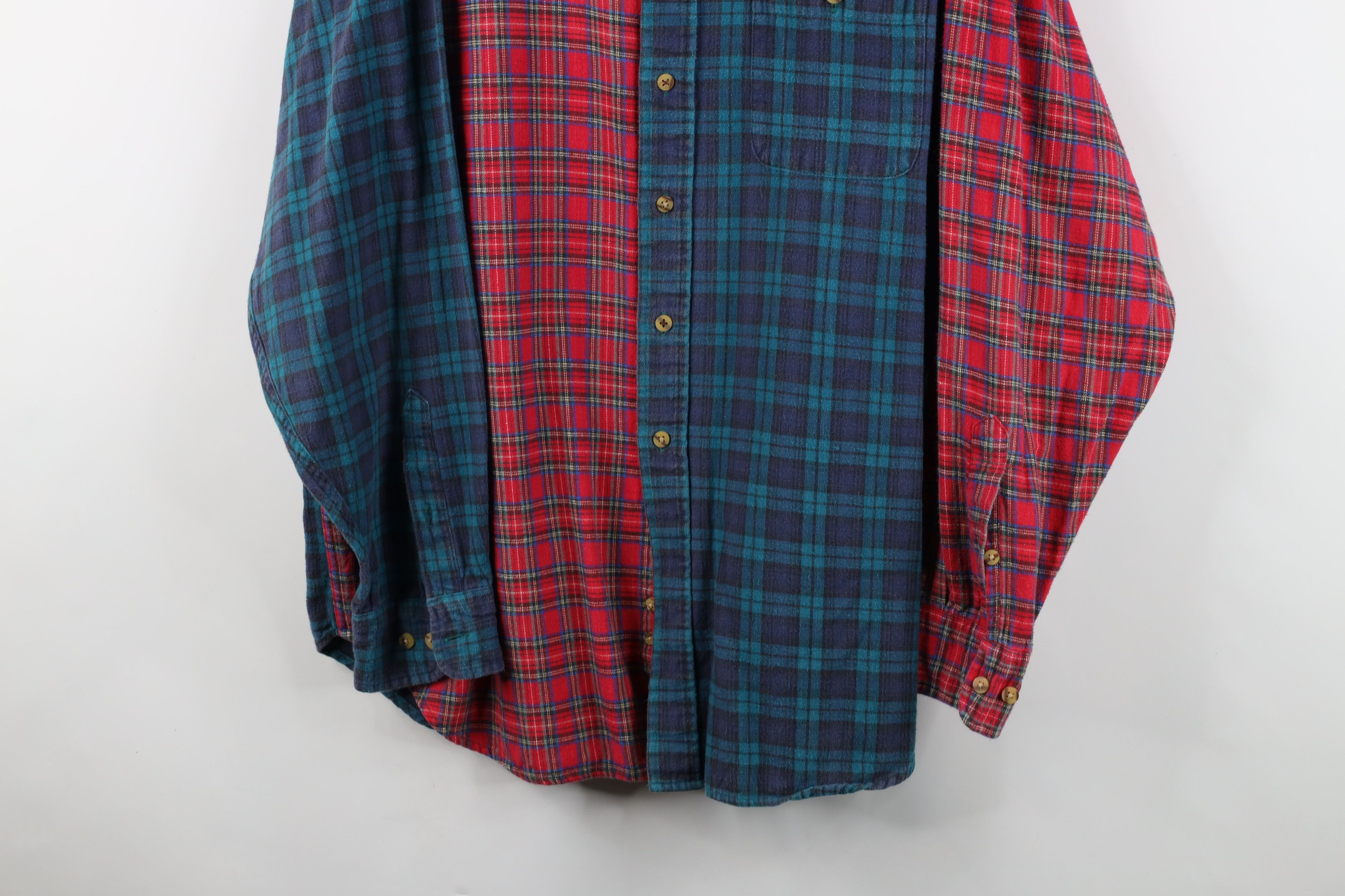 Vintage Vintage 90s Streetwear Cut and Sew Flannel Button Down Shirt Size US XL / EU 56 / 4 - 3 Thumbnail