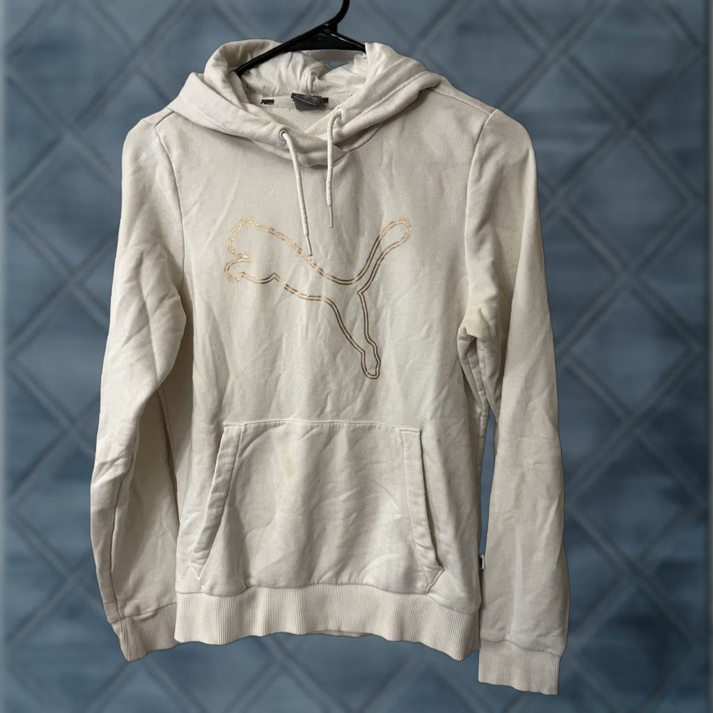 Puma PUMA Sweatshirt Hoodie Women's S Long Sleeve Logo Mock Neck White - Pullover, Casual, 100% Cotton Size S / US 4 / IT 40 - 1 Thumbnail