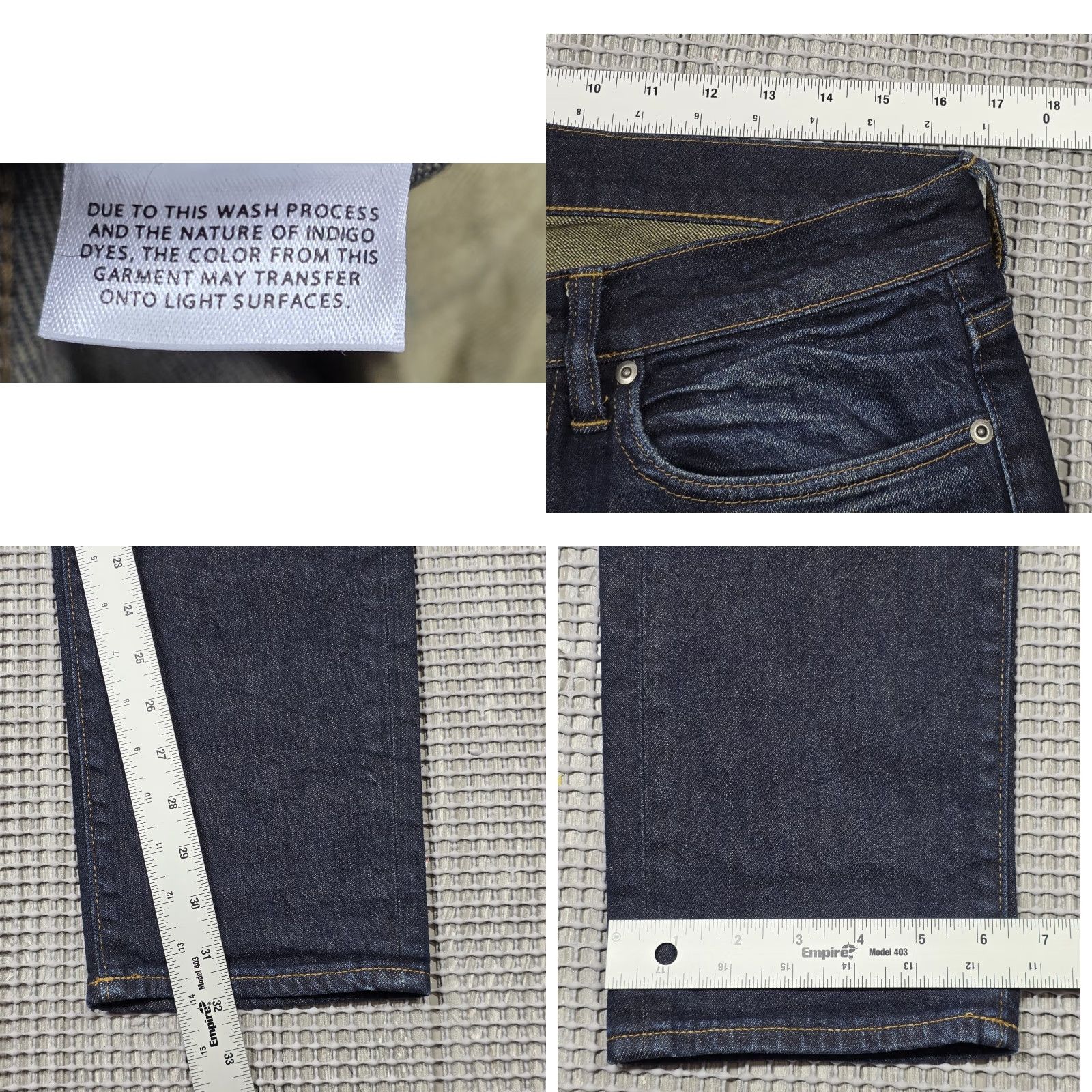 J.Crew J.CREW 250 Skinny Jeans Men 33 x 32 Distressed Stretch Japanese Kurabo Denim Blue (Dark) 5-Pocket Rise Mid-Skinny Fit Mens Jeans Size US 33 - 10 Thumbnail