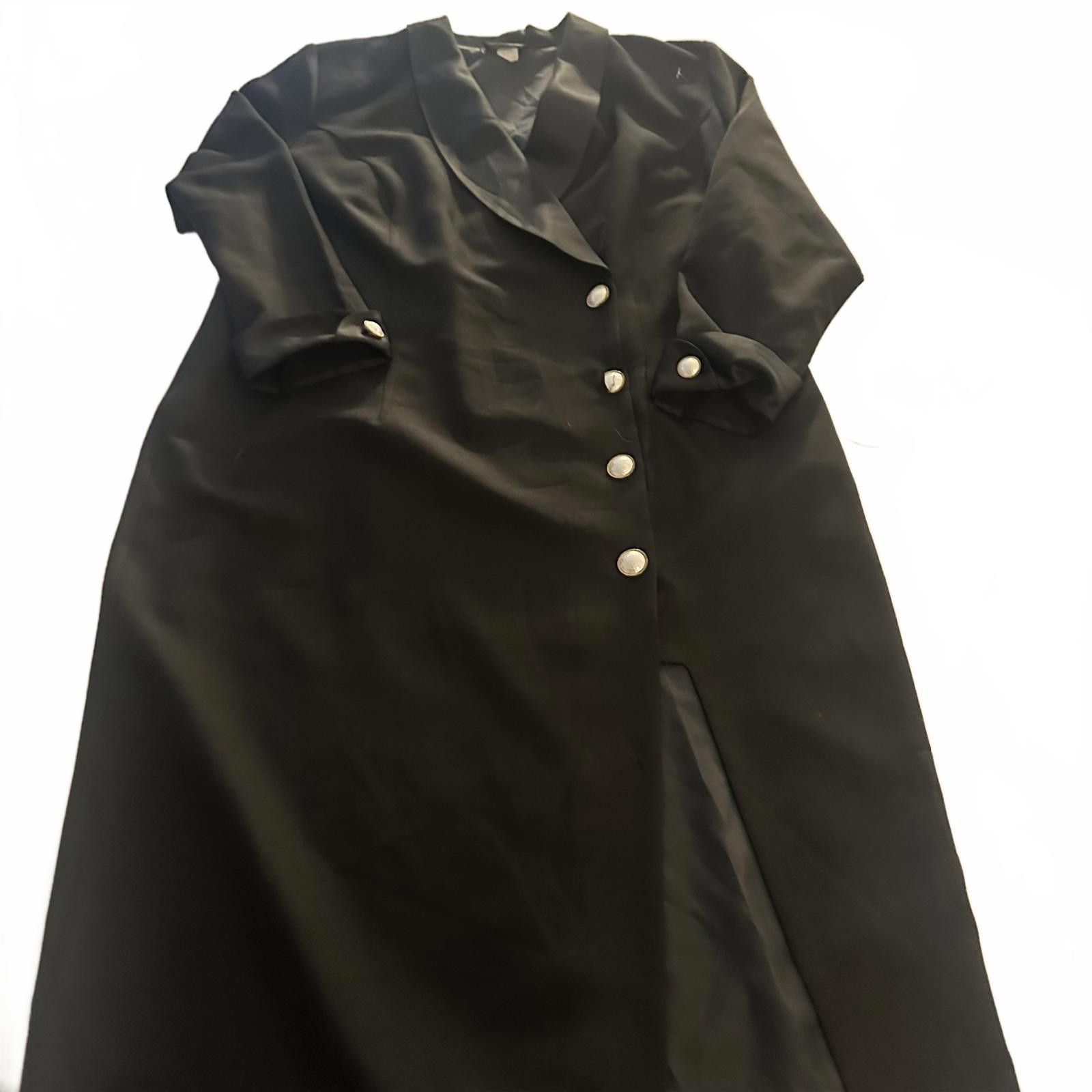 Designer Vintage John Philips Black Long Coat/Dress with slit Size XXL / US 16-18 / IT 52-54 - 2 Thumbnail