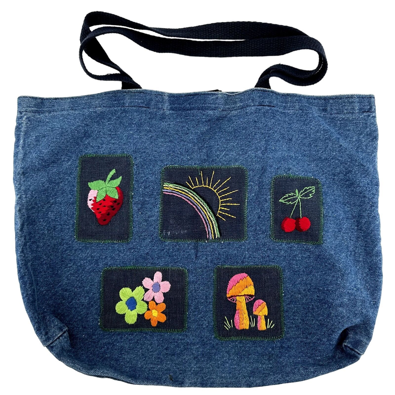 Vintage Innovo Tote 90's Shoulder Bag Patchwork Strap Denim in Blue, Women's