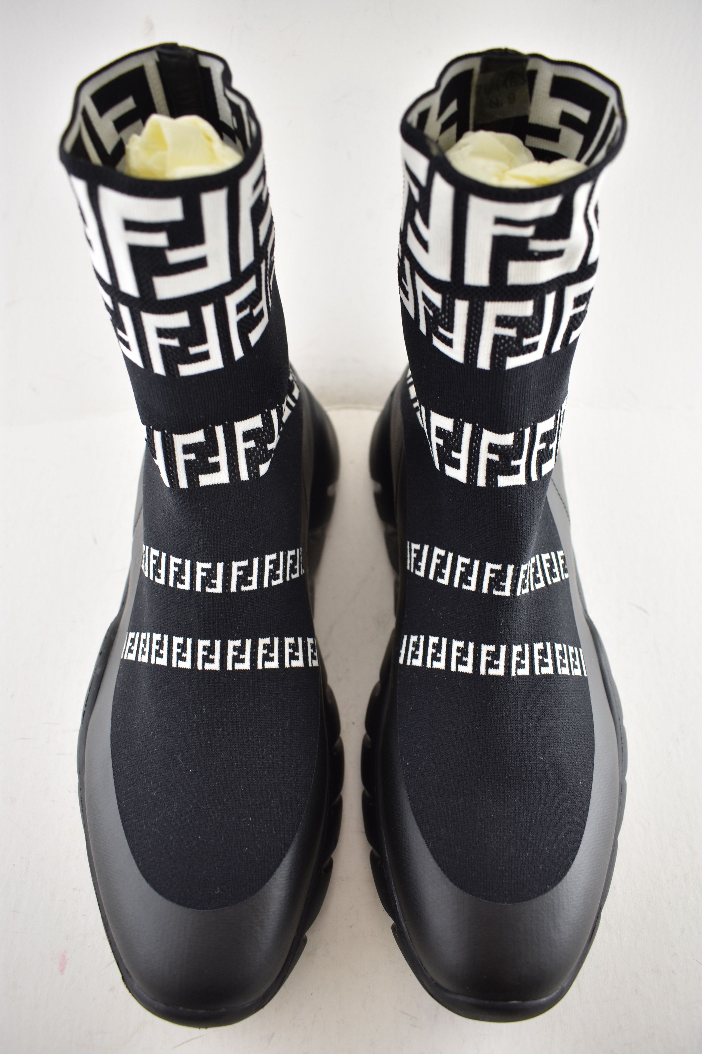 Fendi Fendi White FF Logo Knit Sock Trainer Sneaker UK 9 US 10 Size US 10 / EU 43 - 4 Thumbnail