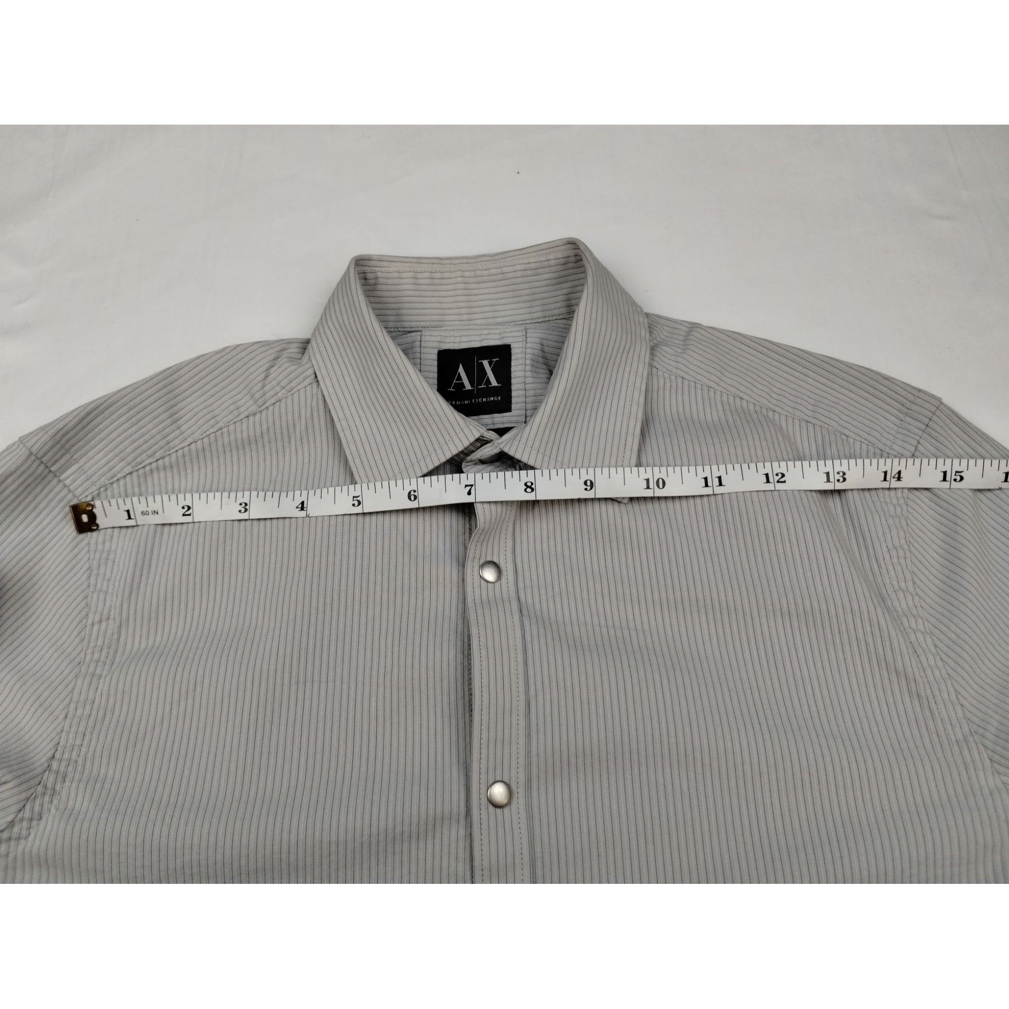 Armani Exchange Armani Exchange Men's Grey Shirt/Silver Snaps Sz XS SKU 4008 Size US XS / EU 42 / 0 - 6 Thumbnail