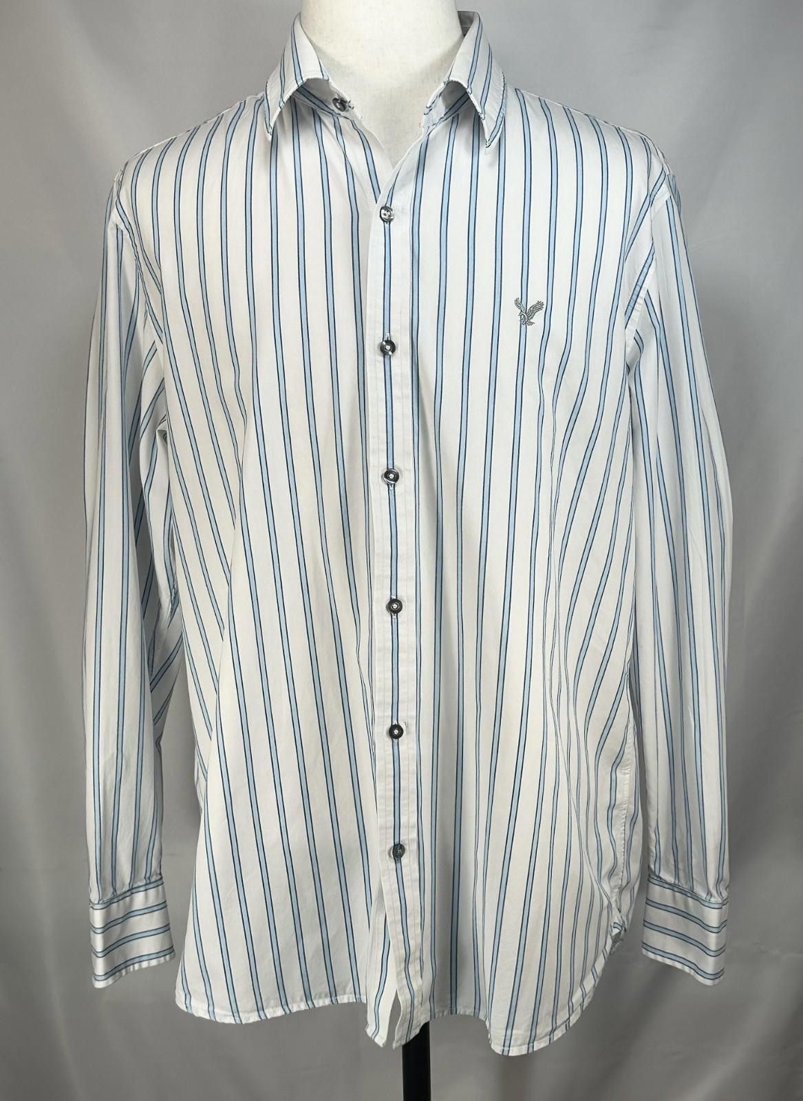 American Eagle Outfitters American Eagle Striped Vintage Fit Button Up Shirt Blue XL Size US XL / EU 56 / 4 - 1 Thumbnail