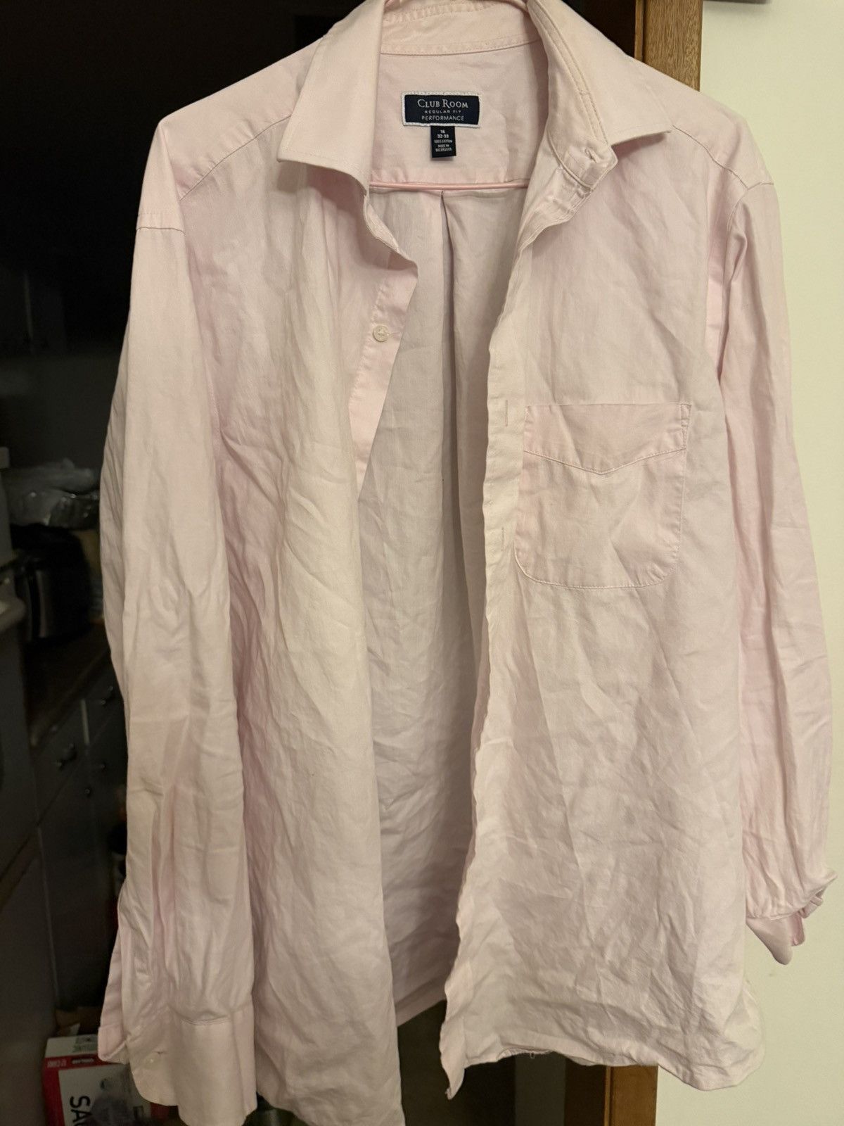 Club Room White with slight pink shade club rook dress shirt(32-33, 16 Size US M / EU 48-50 / 2 - 2 Thumbnail