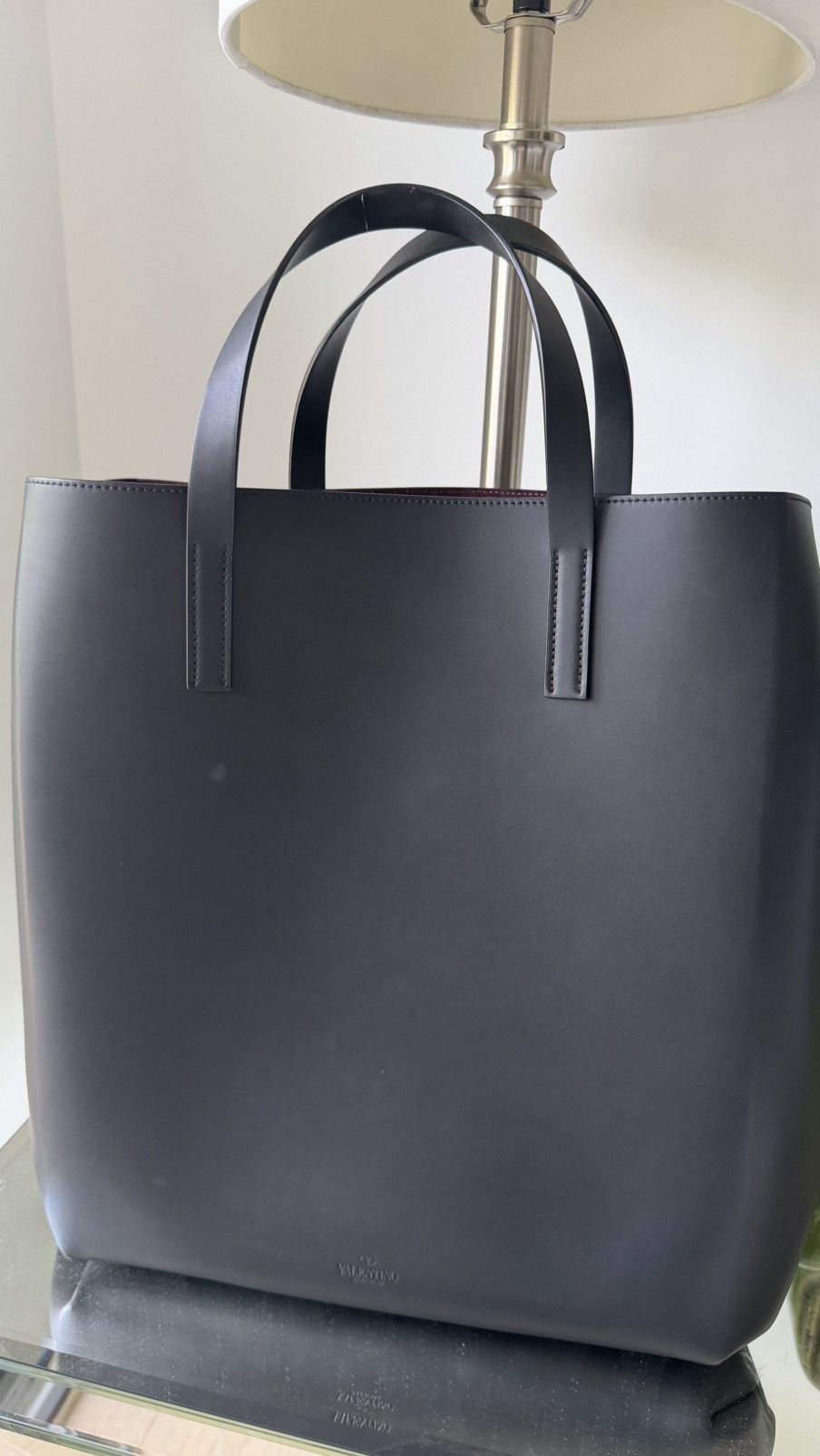 Valentino Valentino Garavani VLTN Black Leather Tote Bag w/ Pouch Size ONE SIZE - 3 Thumbnail