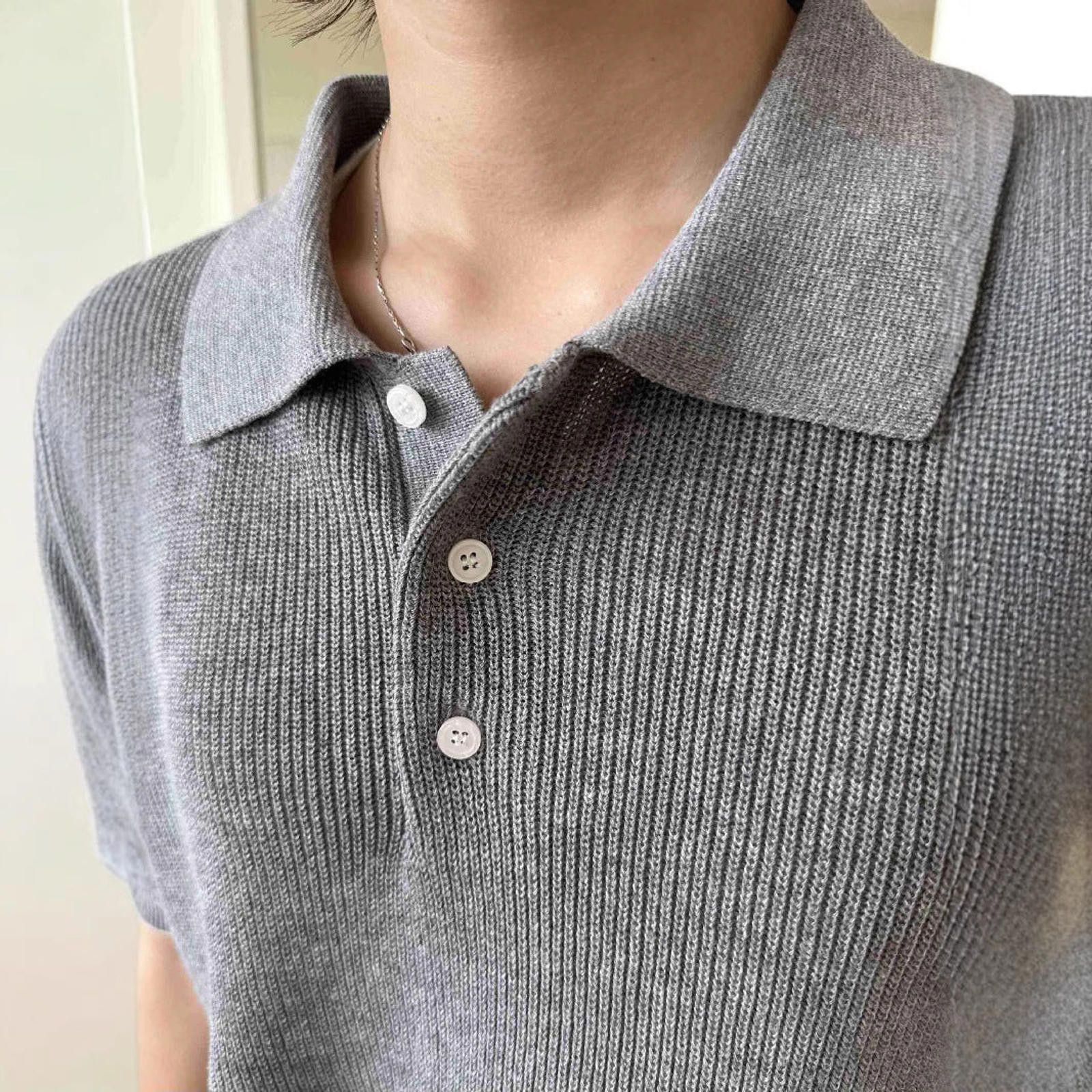 Other Beige Knit Polo Shirt, Relaxed Fit Short Sleeve Top Size US M / EU 48-50 / 2 - 6 Thumbnail