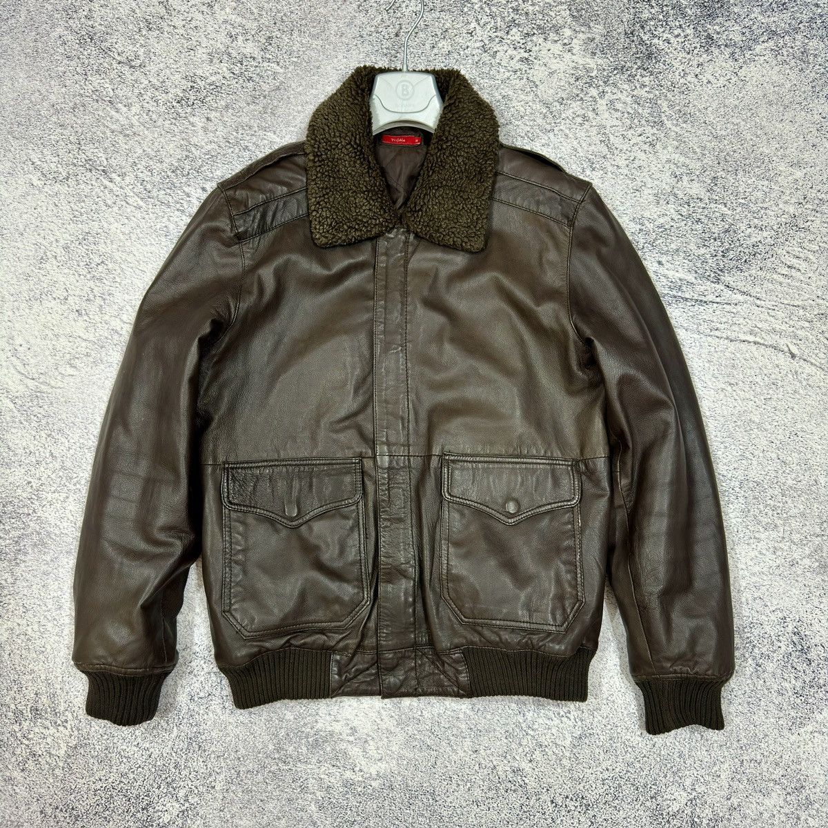 Other Mens Brown Sheepskin Leather Aviator Bomber Jacket Msz Size US M / EU 48-50 / 2 - 1 Thumbnail