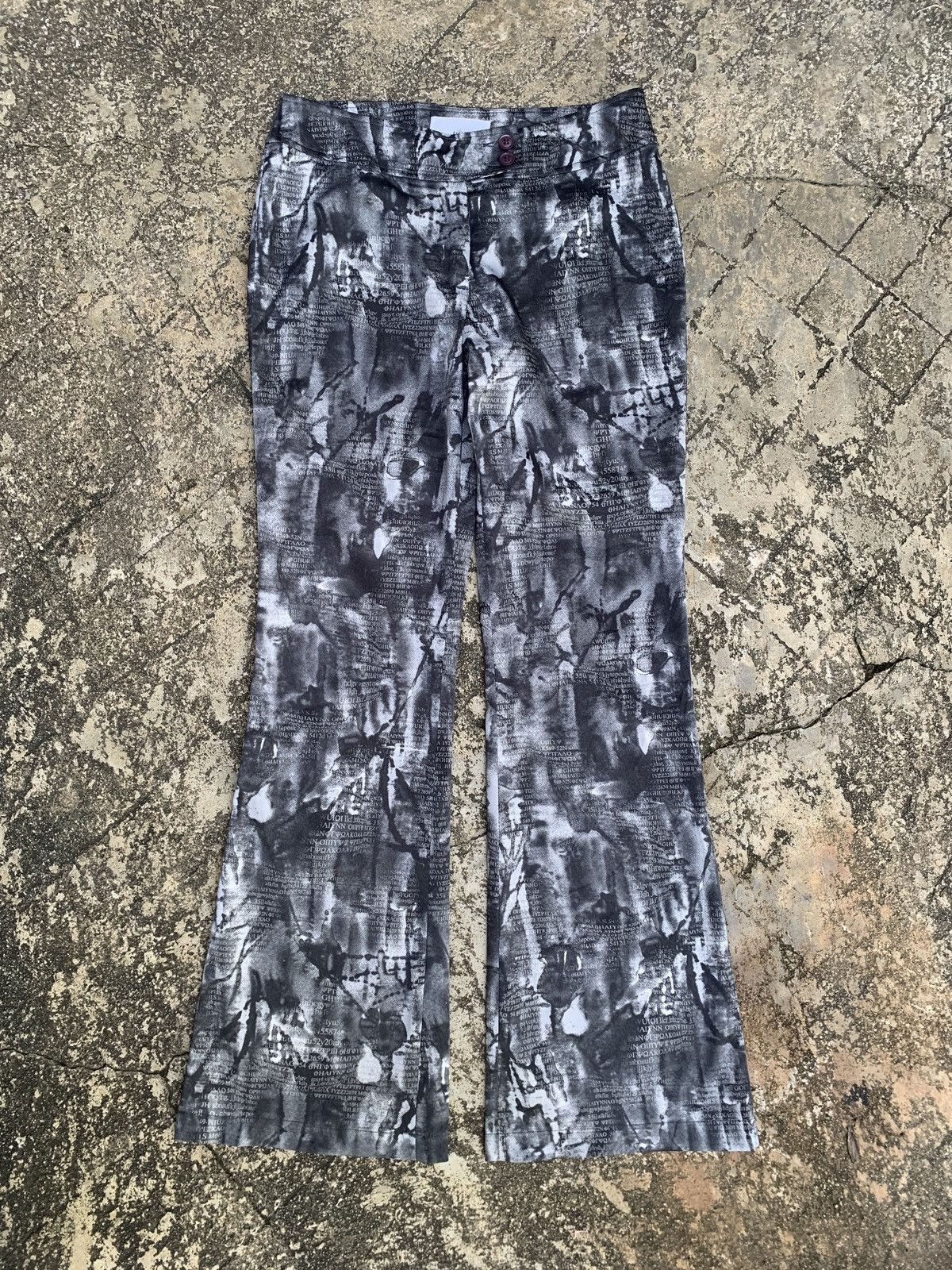 Hysteric Glamour × If Six Was Nine × Japanese Brand 2000s Whealth Honor Poem Smoky Graphic Flared bootcut Pants Size 29" - 1 Thumbnail