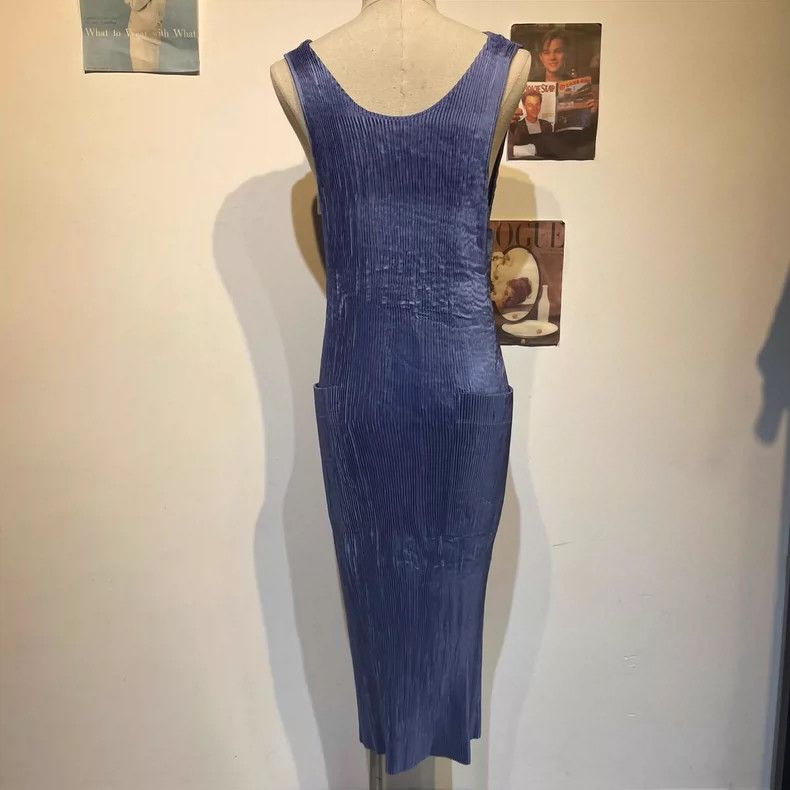 Issey Miyake Issey Miyake Blue pleated dress Size M / US 6-8 / IT 42-44 - 7 Thumbnail