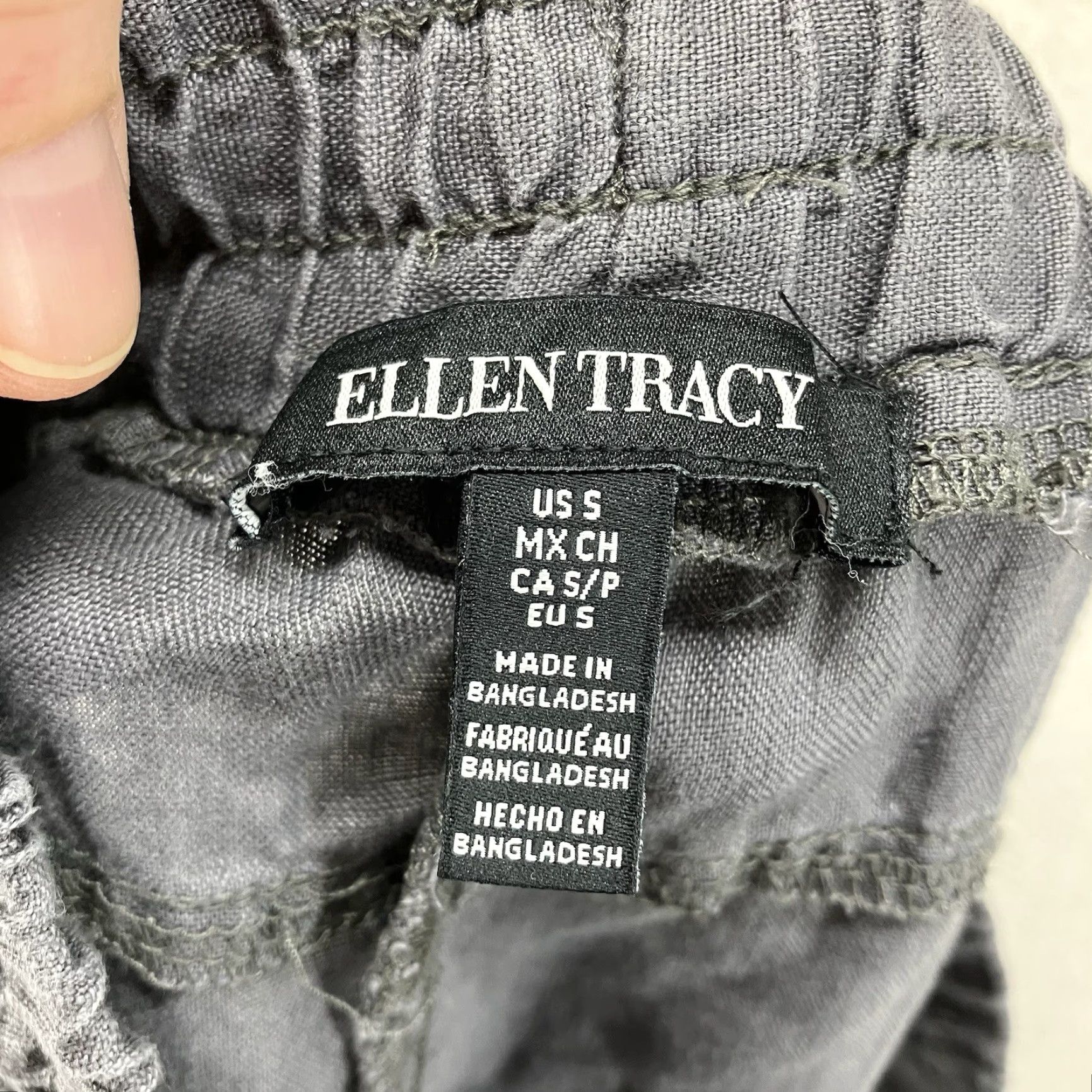 Ellen Tracy VINTAGE Ellen Tracy Jogger Pants Women's S Gray Linen Drawstring Elastic Waist Pockets 100% Linen Tapered Leg Modern Boho Beach 90s Womens Size 28" / US 6 / IT 42 - 3 Thumbnail