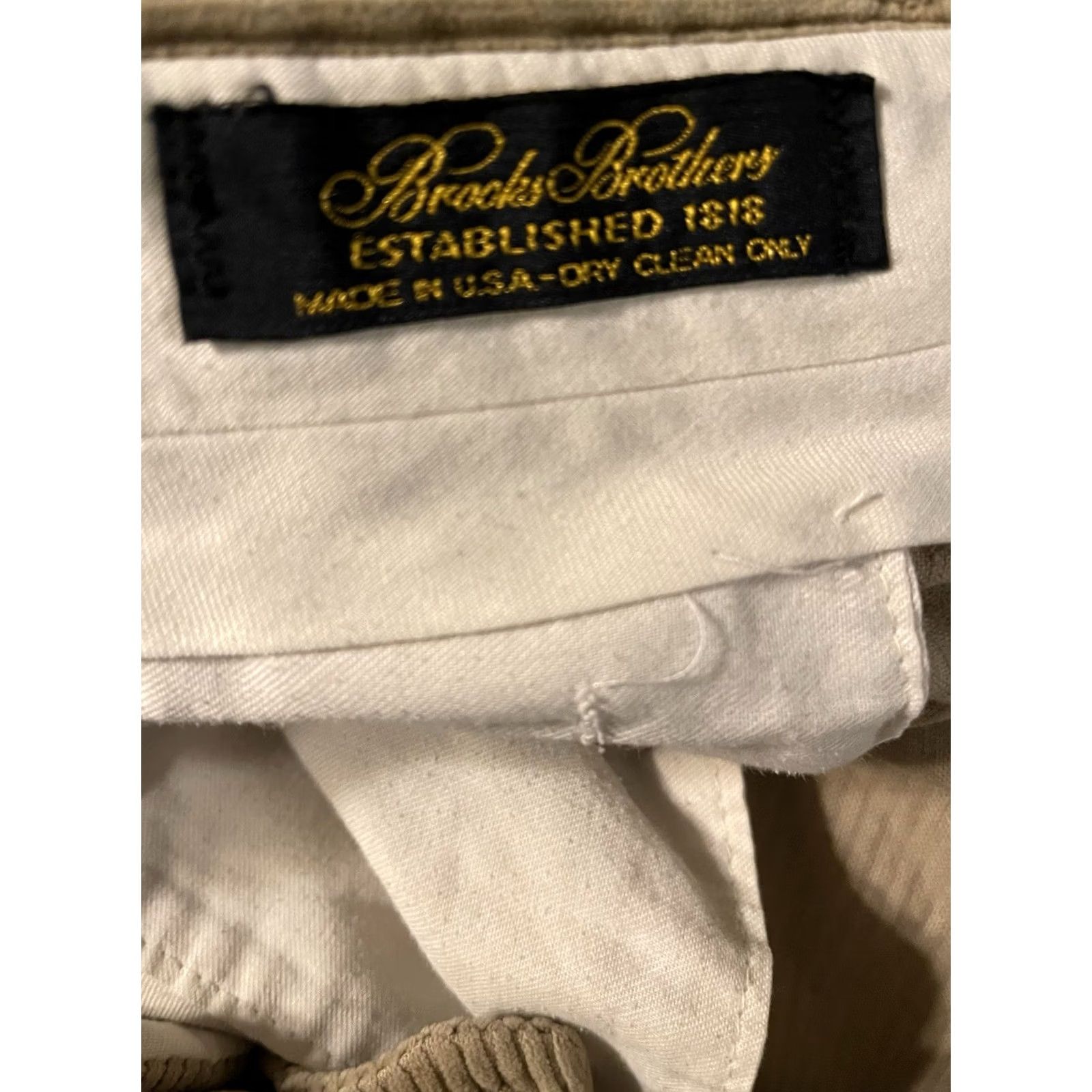 Brooks Brothers VINTAGE Brooks Brothers Made in USA Khaki Corduroy Chino Pants - Men's 34x30, Beige, Cotton, Flat Front, Straight Leg, Inseam 30, 34x30, Regular Mens Size US 34 / EU 50 - 4 Thumbnail