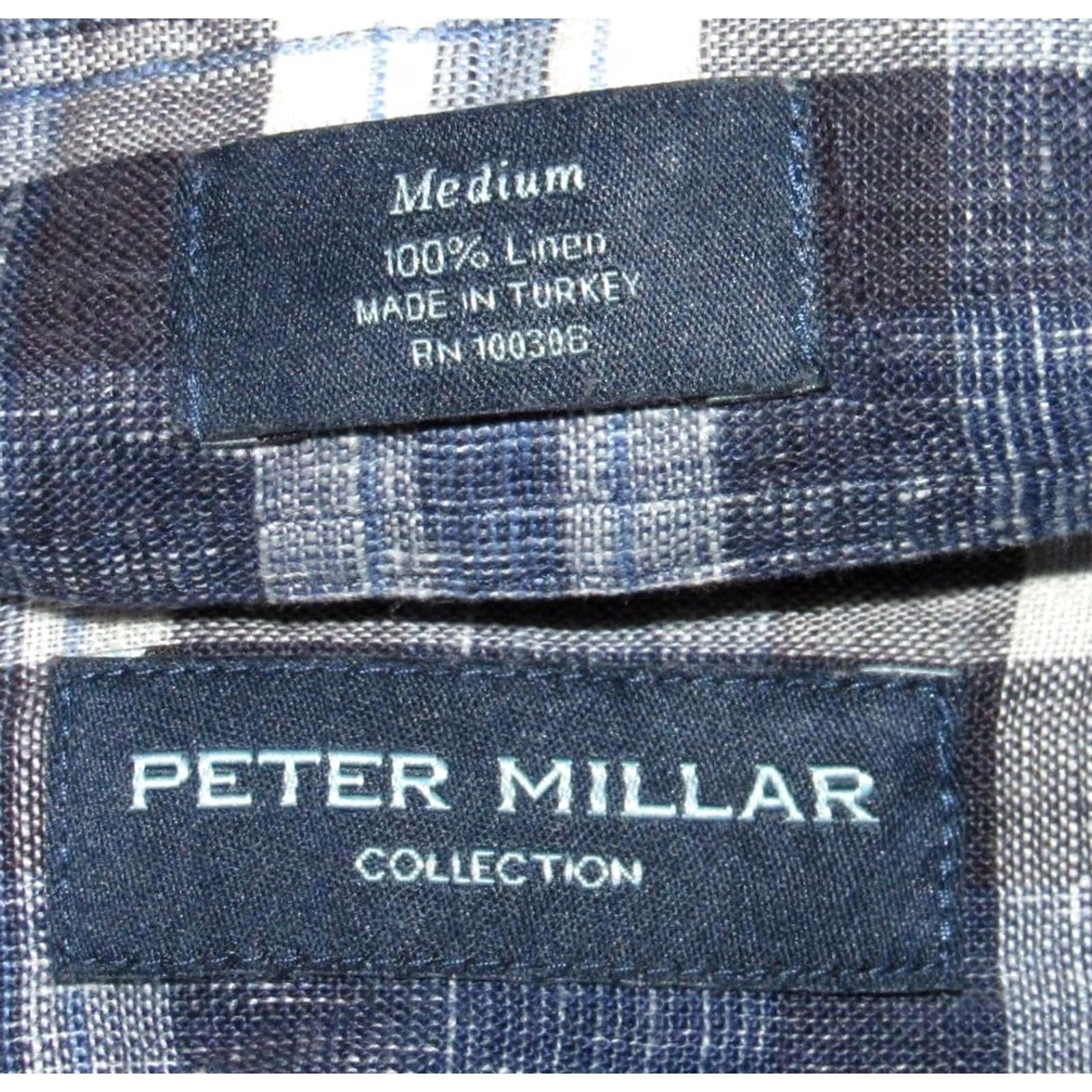 Peter Millar PETER MILLAR Linen Blue Plaid Long Sleeve Button Down Shirt Medium Size US M / EU 48-50 / 2 - 3 Thumbnail